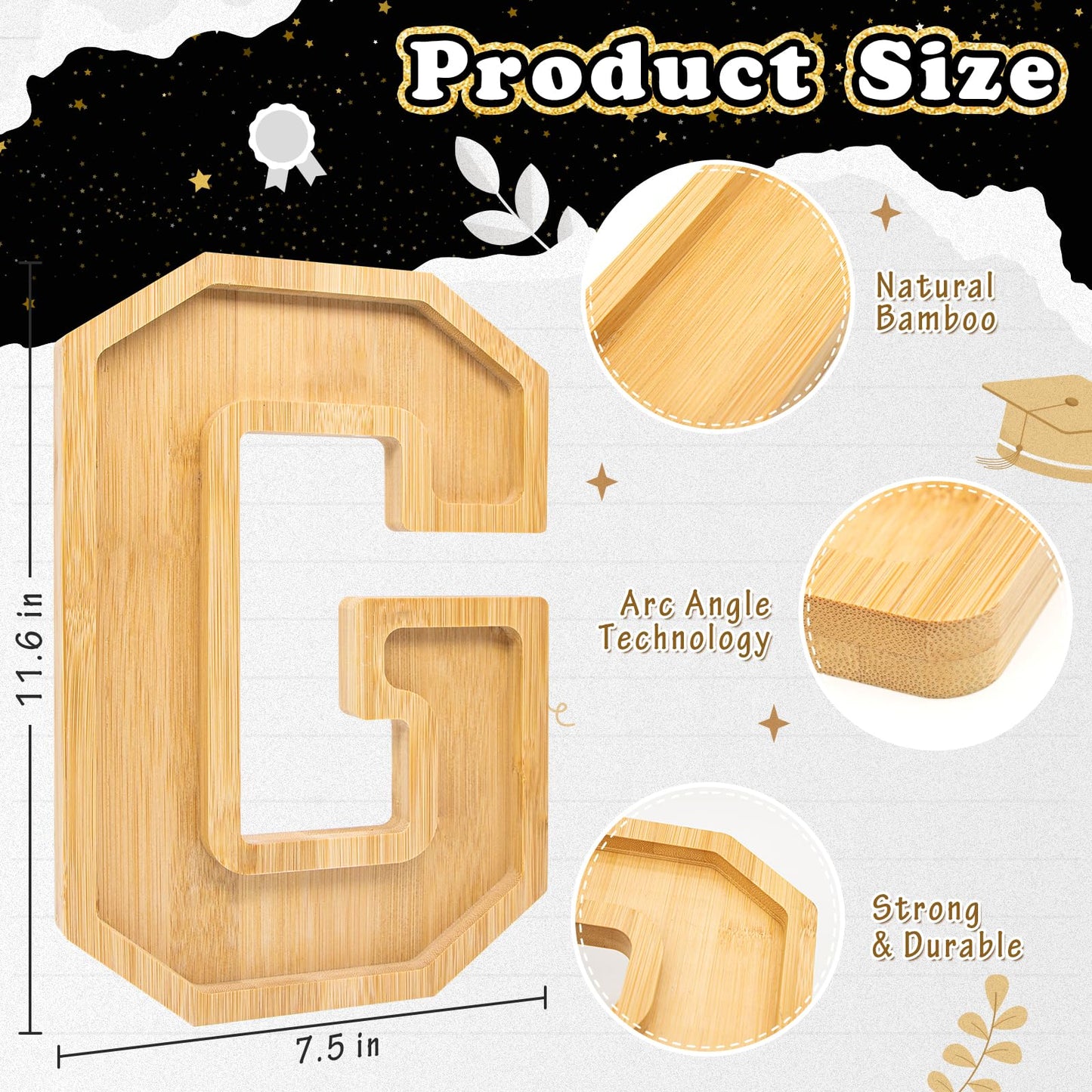 4PCS Wooden Graduation Decorations Number Charcuterie Board Box-(with 14 Balloons) Grad Charcuterie Numbers Fillable Food Graduation Party Supplies Suitable for 2026 Party Decoration