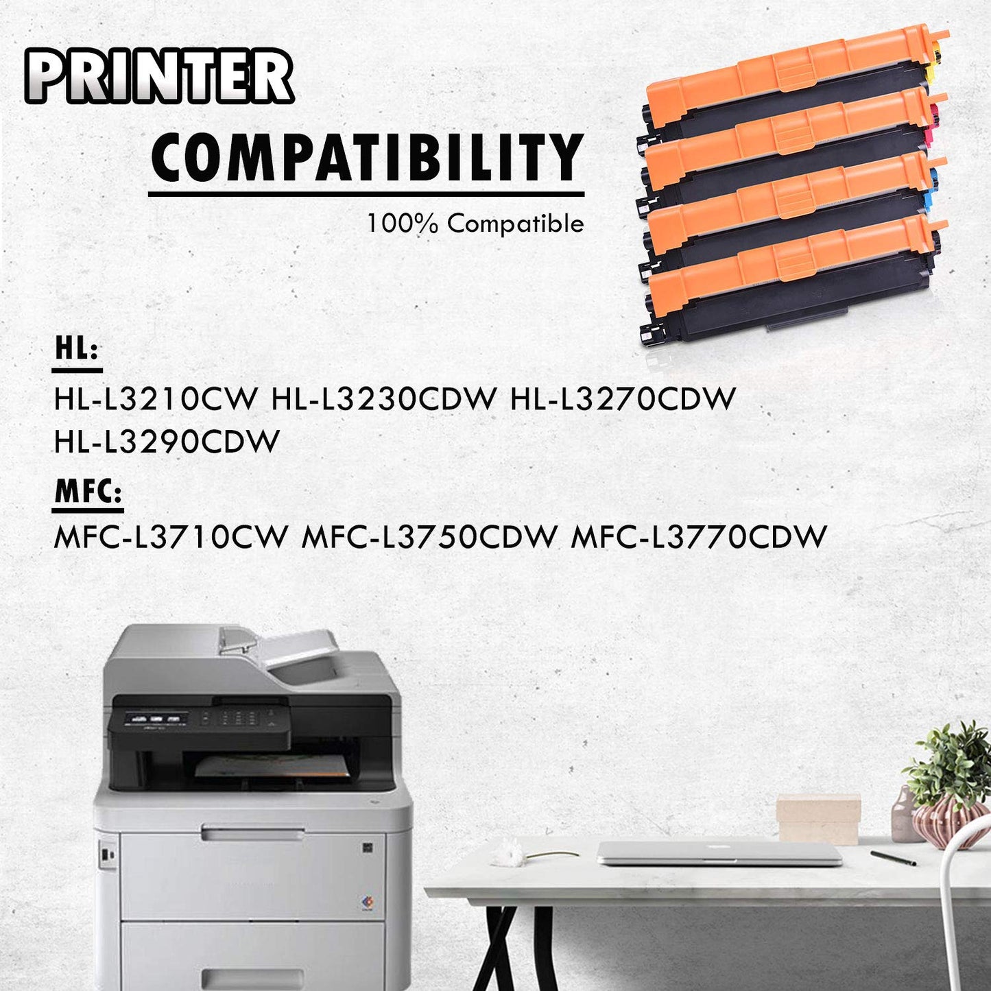 4 Inkfirst Toner Cartridges TN227 TN-227 TN223 TN-223 [with CHIP] Compatible Remanufactured for Brother TN227 High Yield MFC-L3710CW MFC-L3750CDW MFC-L3770CDW HL-L3210CW HL-L3230CDW HL-L3270CDW
