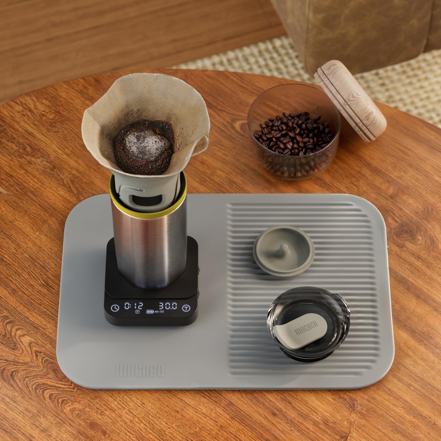 WACACO Exagram Pro Coffee Scale with Timer, Super Mini Food Scale, Three Modes Kitchen Scale Rechargeable, Smart Espresso Scale with Carrying Box& Removable Silicone Pad, Black