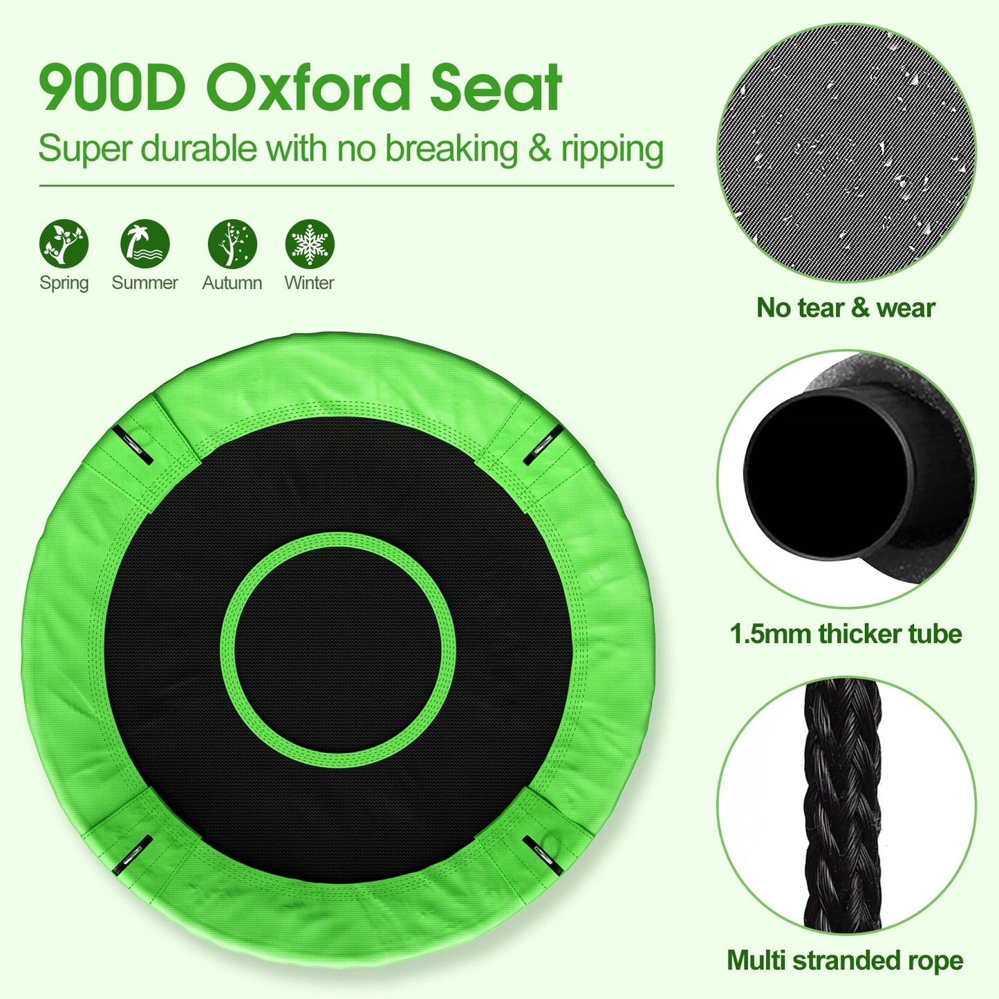 40 Inch Flying Saucer Tree Swing for Kids Adults,Round Indoor/Outdoor Swing Set with Hanging Strap Kit,Circle Swing with Steel Frame & Adjustable Rope,Easy to Install&750lb Weight Capacity