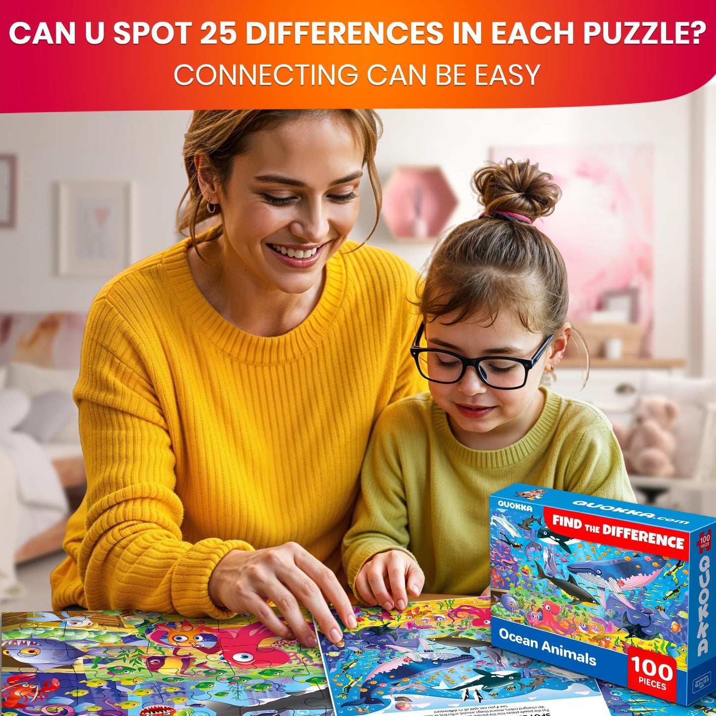 QUOKKA 100 Piece Puzzles for Kids Ages 4-6 – 4 Jigsaw Puzzles for Kids Ages 6-8 – Search and Find Game with Ocean Forest Animals for Childrens 5-8 – Learning Educational Toys for Boys and Girls 8-10