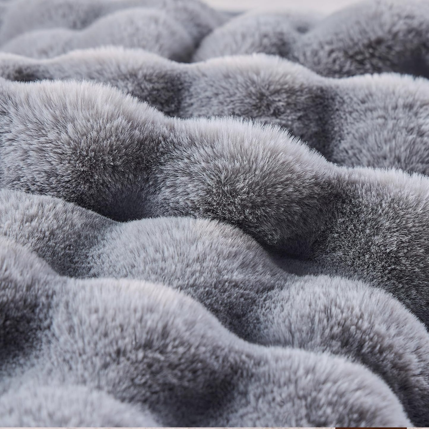 BENVWE Fluffy Faux Fur Throw Blanket for Couch, Soft Plush Thick Cozy Fuzzy Luxury Minky Bubble Blanket for Home Living Room Decor Gift for Women, Light Grey, 51" x 63", 1100GSM