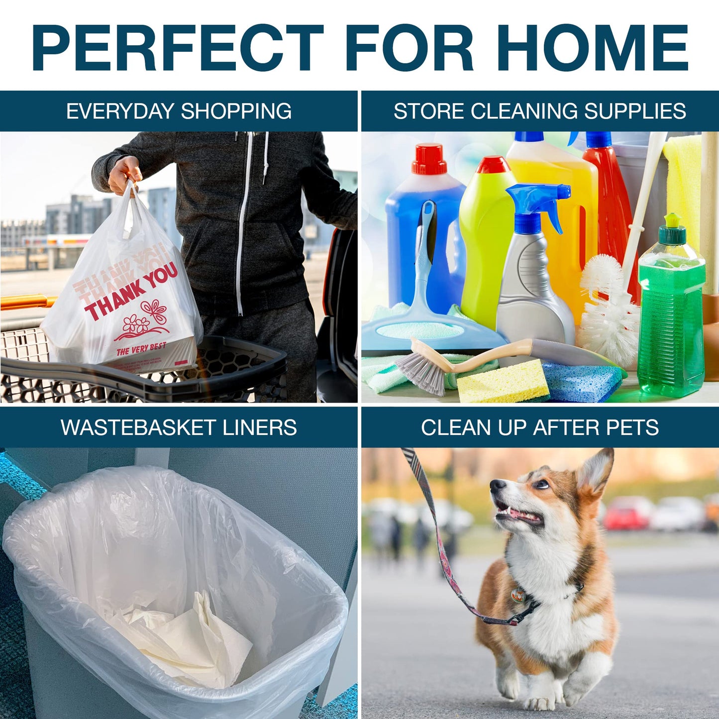 111 Executive Collection T Shirt Bags - White Plastic Bags with Handles - Shopping Bags for Small Business, Grocery Bags, Take Out/To Go Bags for Restaurant, Disposable Tshirt Bags for Retail (1000)