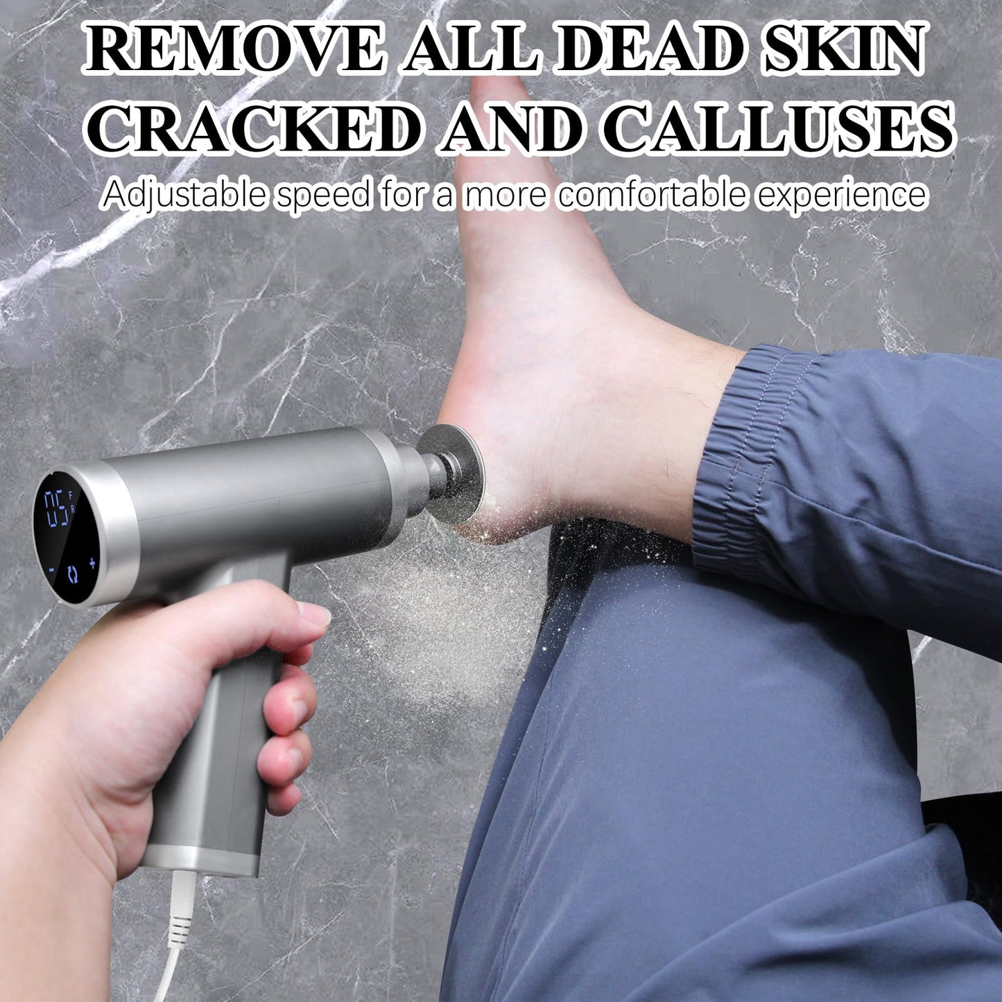 Callus Remover for Feet 4500rpm, Professional Electric Foot Callus Remover Adjustable Speed Foot File Electric Foot Sander Grinder Pedicure Tool Women Men Use (Gray)