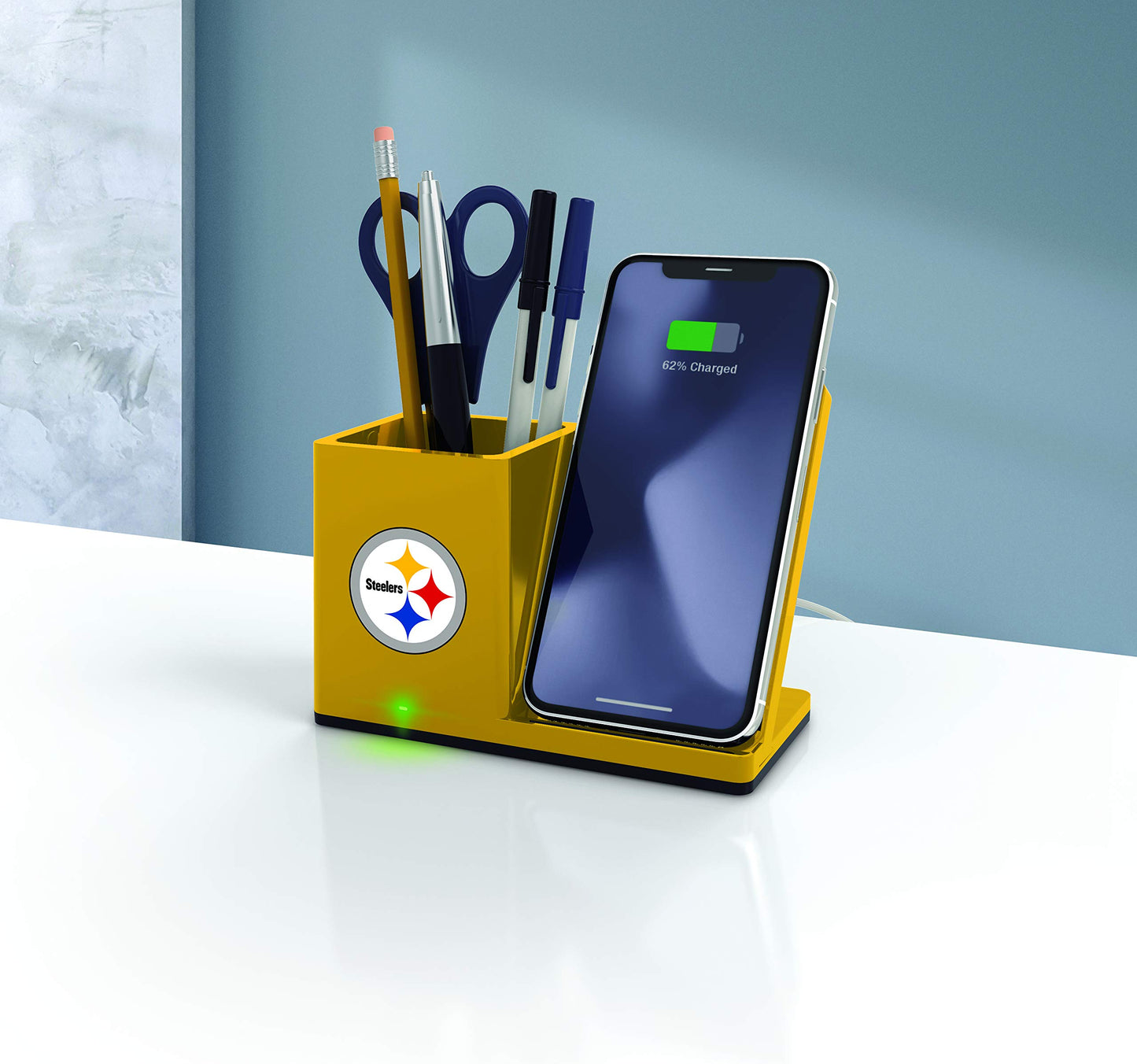 Prime Brands Group NFL Pittsburgh Steelers Wireless Charger and Desktop Organizer, Team Color