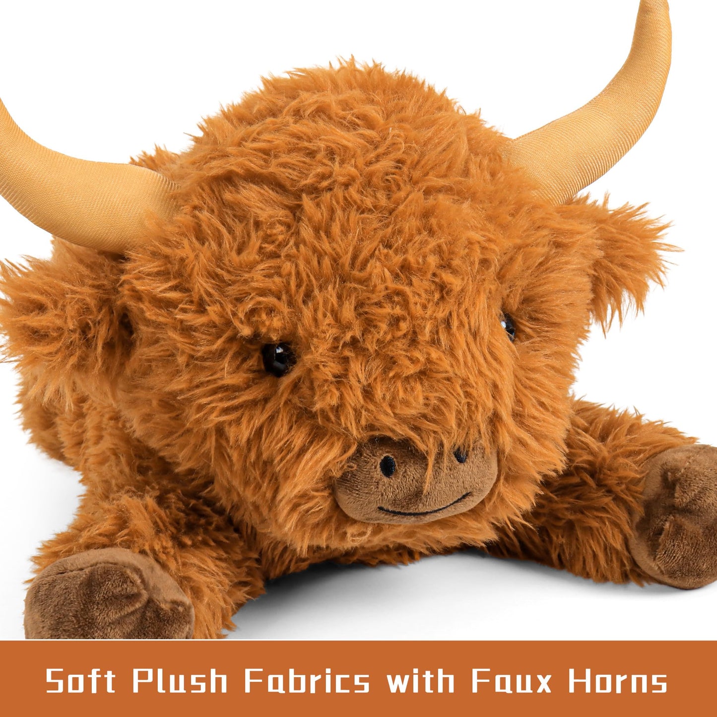 5lbs Highland Cow Weighted Stuffed Animals, 24in Giant Highland Cow Gift Plush Toy,Adorable Stuffed Animal for Kids and Adults Highland Cattle Plushie Pillow Decor