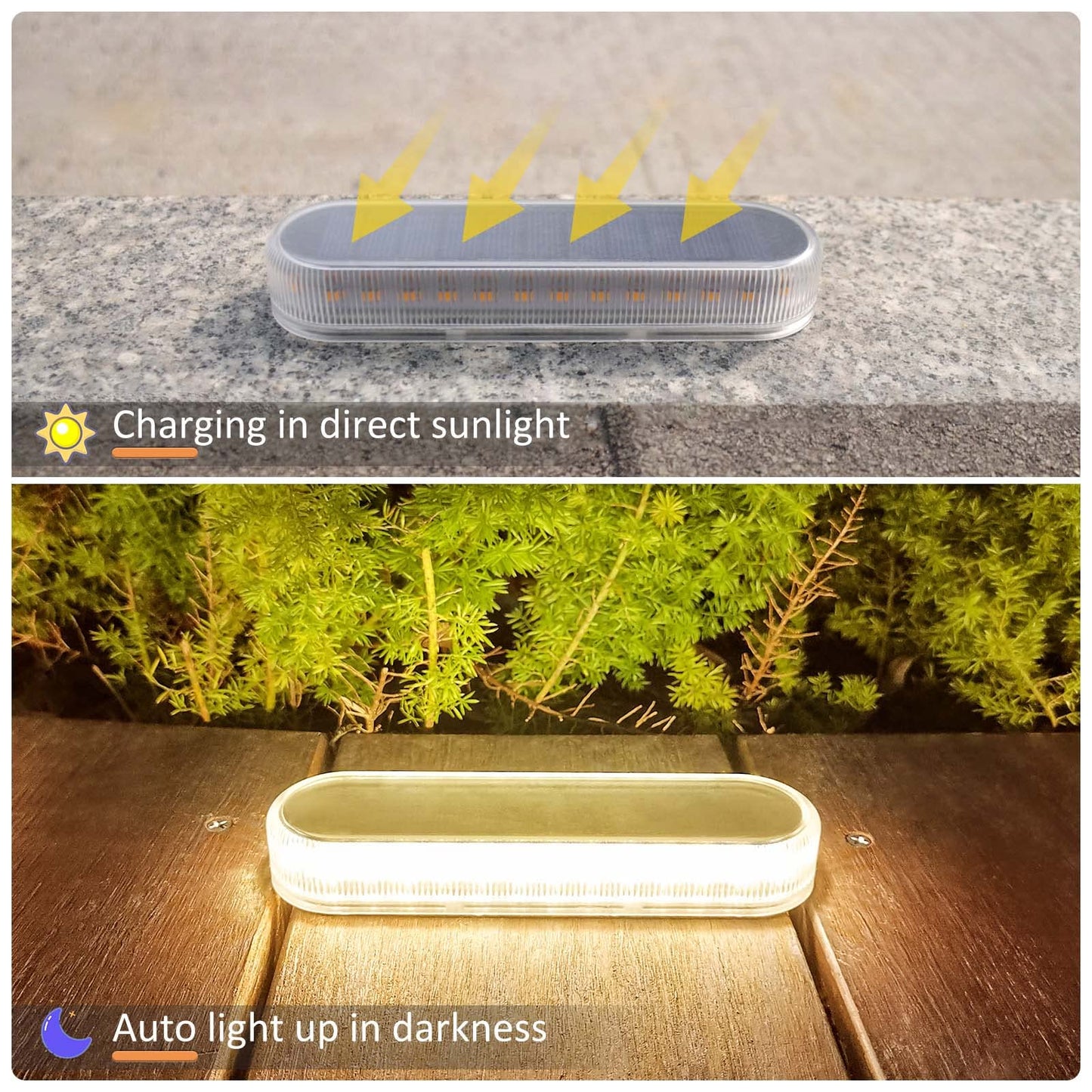 Lacasa 4 Pack Solar Deck Lights, Warm White 2700K 40LM LED Dock Lights, Outdoor Solar Powered Step Lights, Waterproof for Garden Stairs Ground Driveway Pathway Lighting