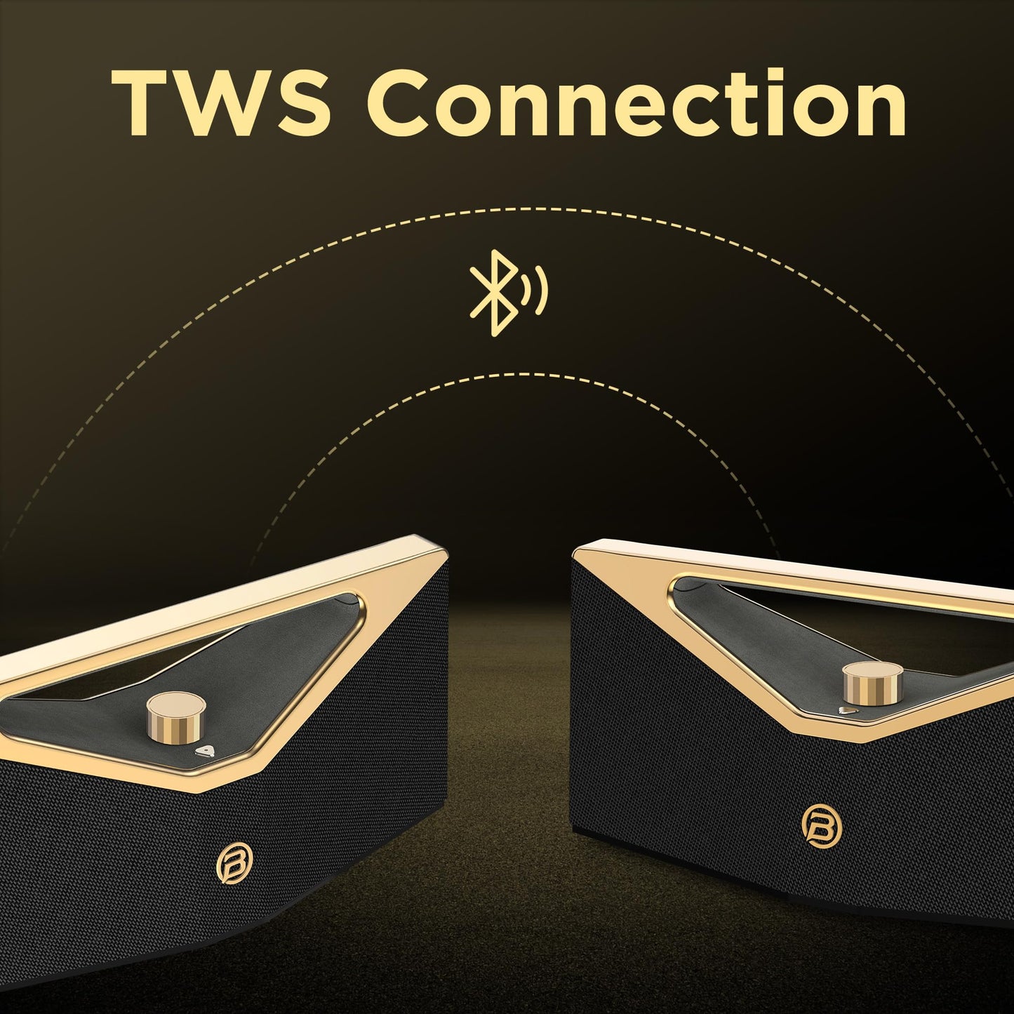 BUGANI Bluetooth Speaker Loud 160W,Waterproof Large Bluetooth Speaker Subwoofer Hi-Res Audio, 1-6H Playtime Party Outdoor Speakers for Camping, Beach, Golden