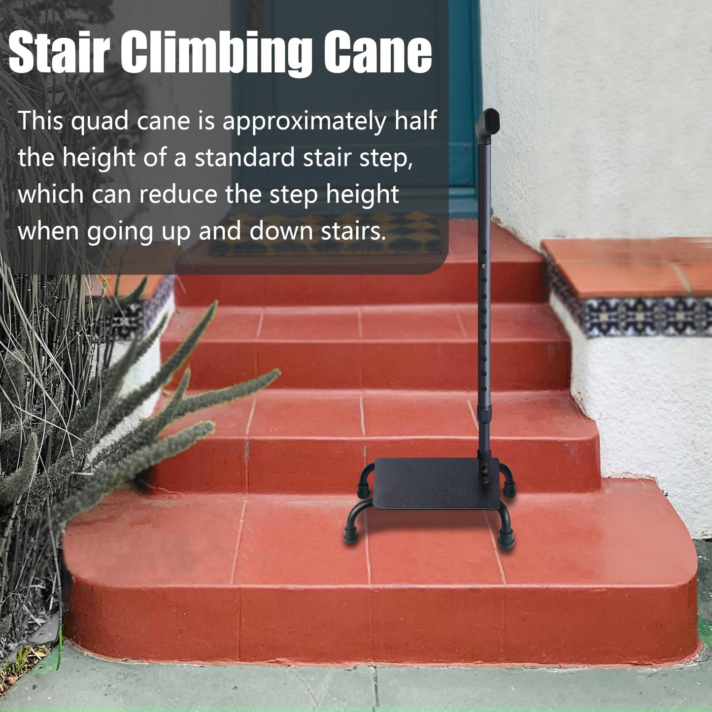 Aliseniors Enhanced Stair Climbing Cane - Upgraded Half Step Stair Lifts Seniors Step Helper for Easy Walking Up and Down Stairs - Adjustable Stair Steady Stairs Assist Aid for Men Women Elderly