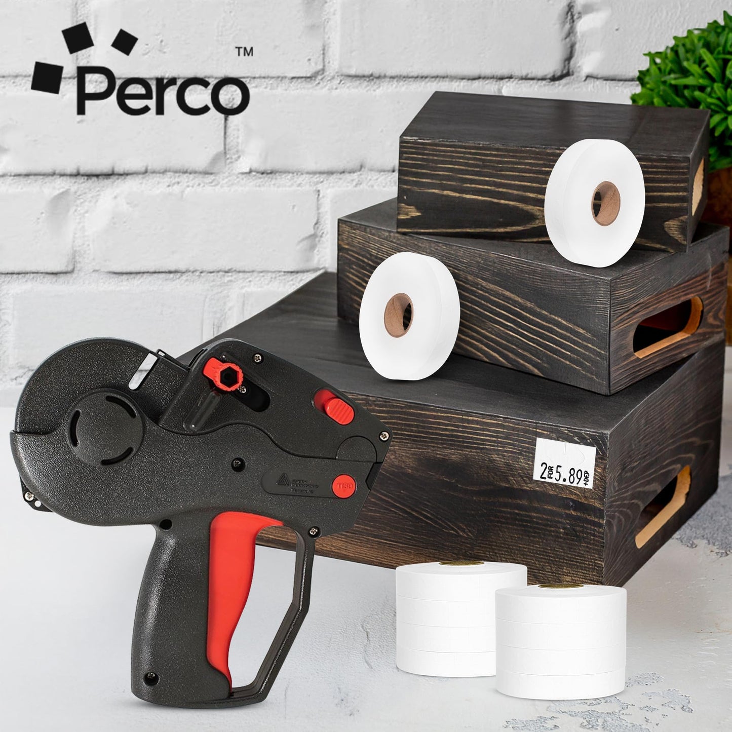 Perco White Pricing Labels for Monarch 1130 Price Gun - 1 Sleeve, 25,000 Blank Marking Labels - with Ink Roll Included