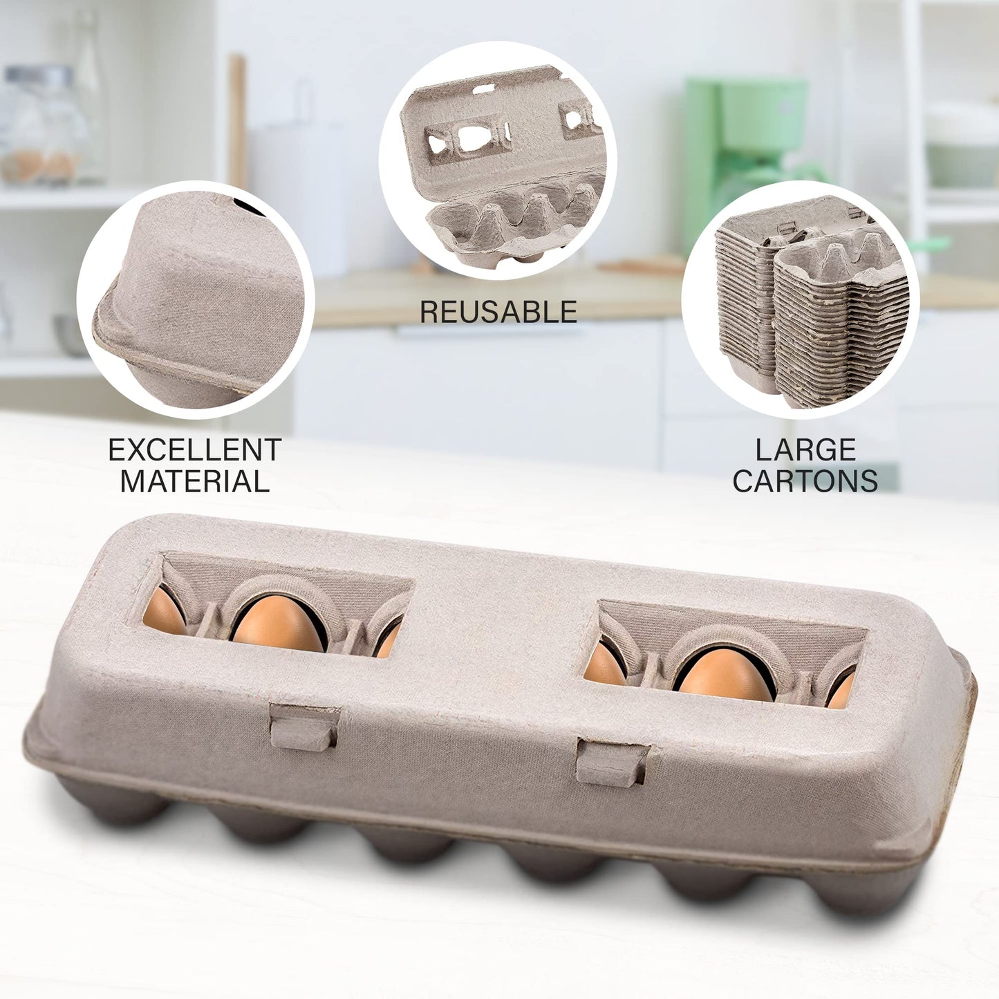 MT Products Blank Natural Pulp Egg Cartons Holds Up to Twelve Eggs - 1 Dozen - Strong Sturdy Egg Crate Cardboard Material Perfect For Storing Extra Eggs (25 Pieces) - Made in the USA