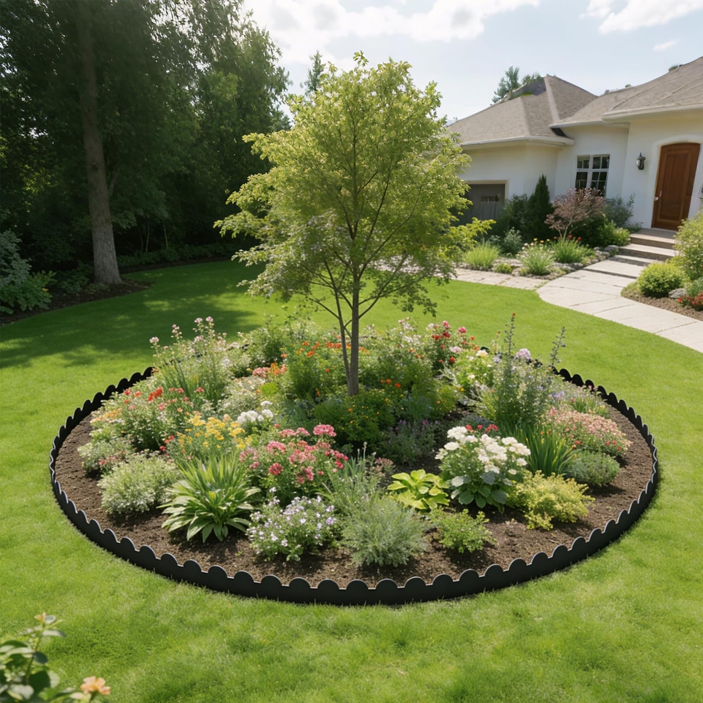 NEYCIL Landscape Edging 33ft, 4in Tall Garden Edging with 40pcs Spikes, Heavy Duty Lawn Edging Kit, Flexible Plastic Landscape Border for Grass, Yard, Flowerbeds, Gravel, Easy Flex No Dig, Black