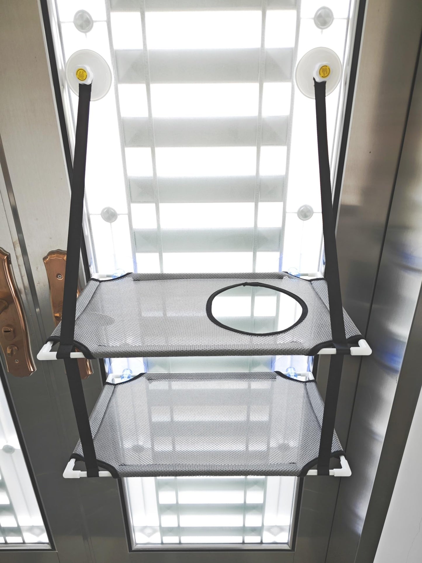 EPWIOR Doubled Cat Window Hammock and Breathable Indoor cat Bed, Equipped with Safety Suction Cups, Suitable for 15kg All Season Window Installation for All Cats (Grey, Double-Layer)