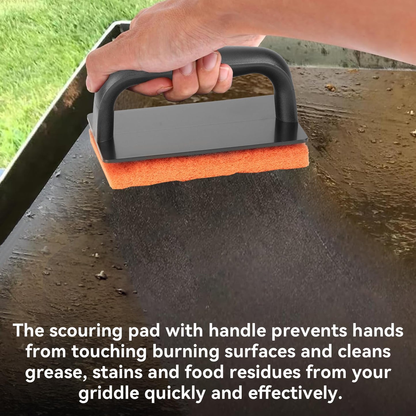 Onlyfire Griddle and Cooking Tool Kit, 18"×12.5" Outdoor Flat Top Griddle Plate with BBQ Scraper, Spatula and Scouring Pad for Gas and Charcoal Grills