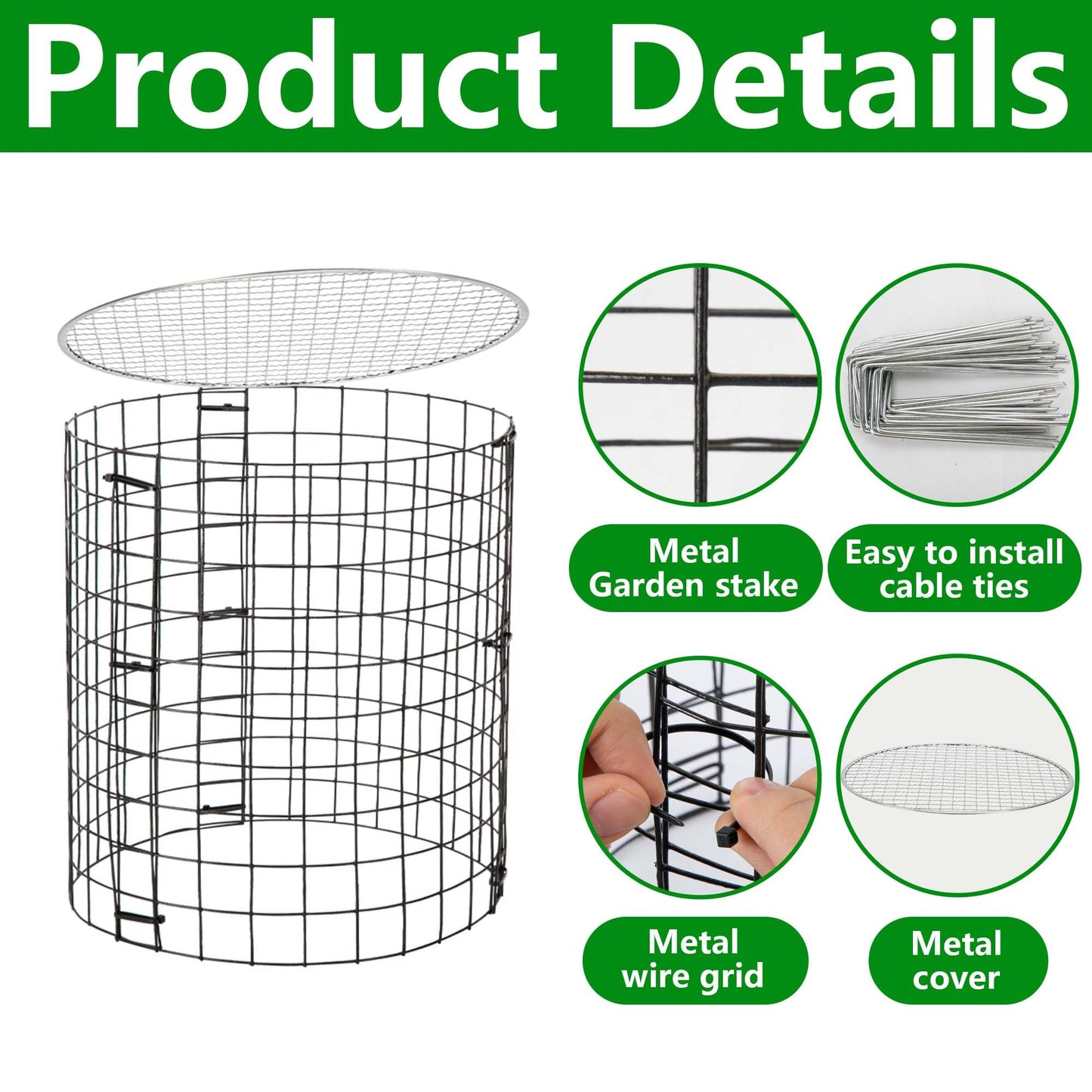 Adnee 8 Pack Wire Plant Protector with Cover-12" x 11" Detachable Plant Protector Metal Plant Cages-Garden Plant Cages for Flower Vegetable to Keep Animals Out
