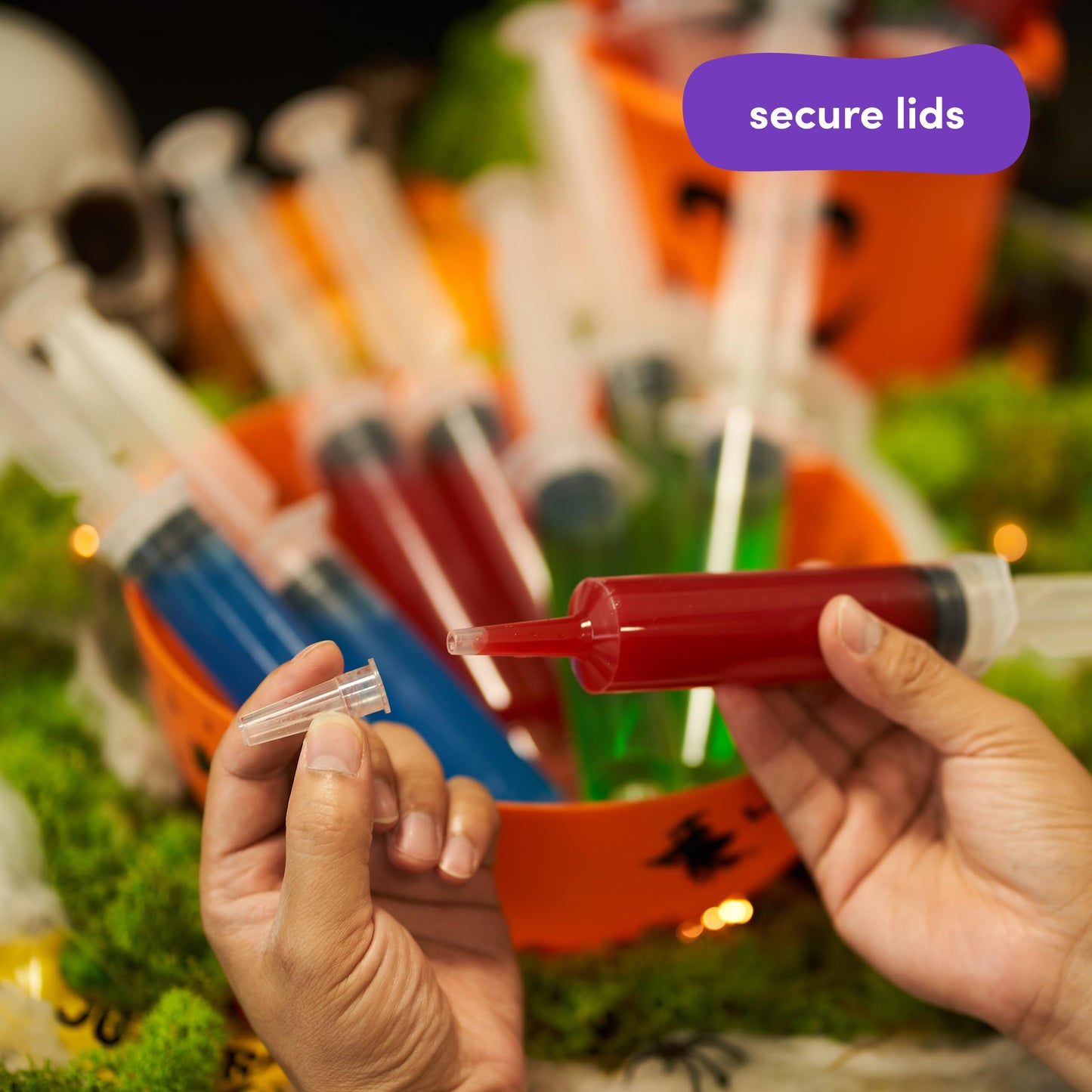 The TWIDDLERS 50 Jumbo Jello Shot Syringes 2 oz (60ml) with Caps/Lids - BPA Free Reusable Large Syringe - Plastic Shot Syringes for Jello Shot, Drinks, Halloween Party, Birthday