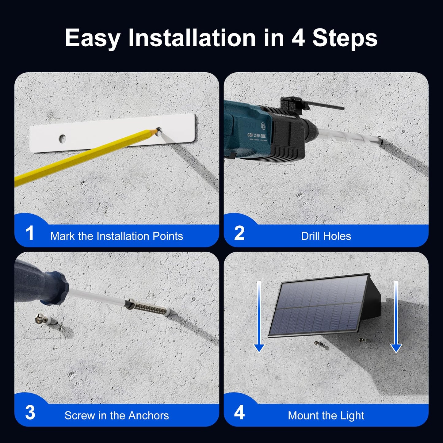 4 Pack Solar Powered Wall Lights for Outside Up and Down Fence Mount LED Outdoor Decorative Waterproof Lamps for Porch, Deck, Patio, Yard, Garden, 4 Lenses Designed for Accent Lighting (Warm White)