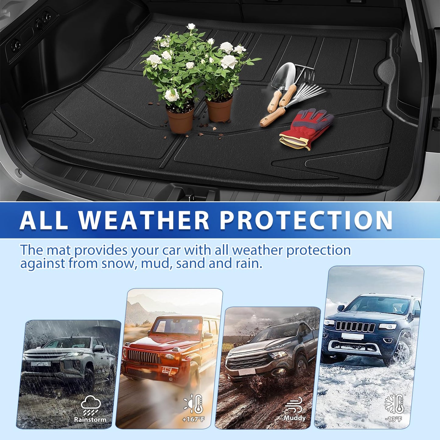 FIILINES Cargo Mat for 2024-2026 Subaru Crosstrek/Impreza Trunk Mat All Weather Waterproof Odorless Trunk Cargo Liner Crosstrek Impreza Accessories Black