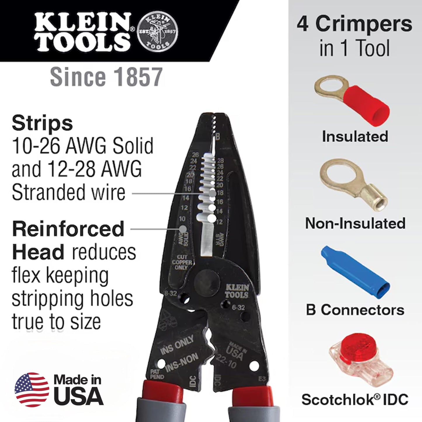 Klein Tools 1019 Klein Kurve Wire Stripper/Crimper/Cutter, Cutting/Crimping/Stripping Tool for B and IDC Connectors, Terminals, More