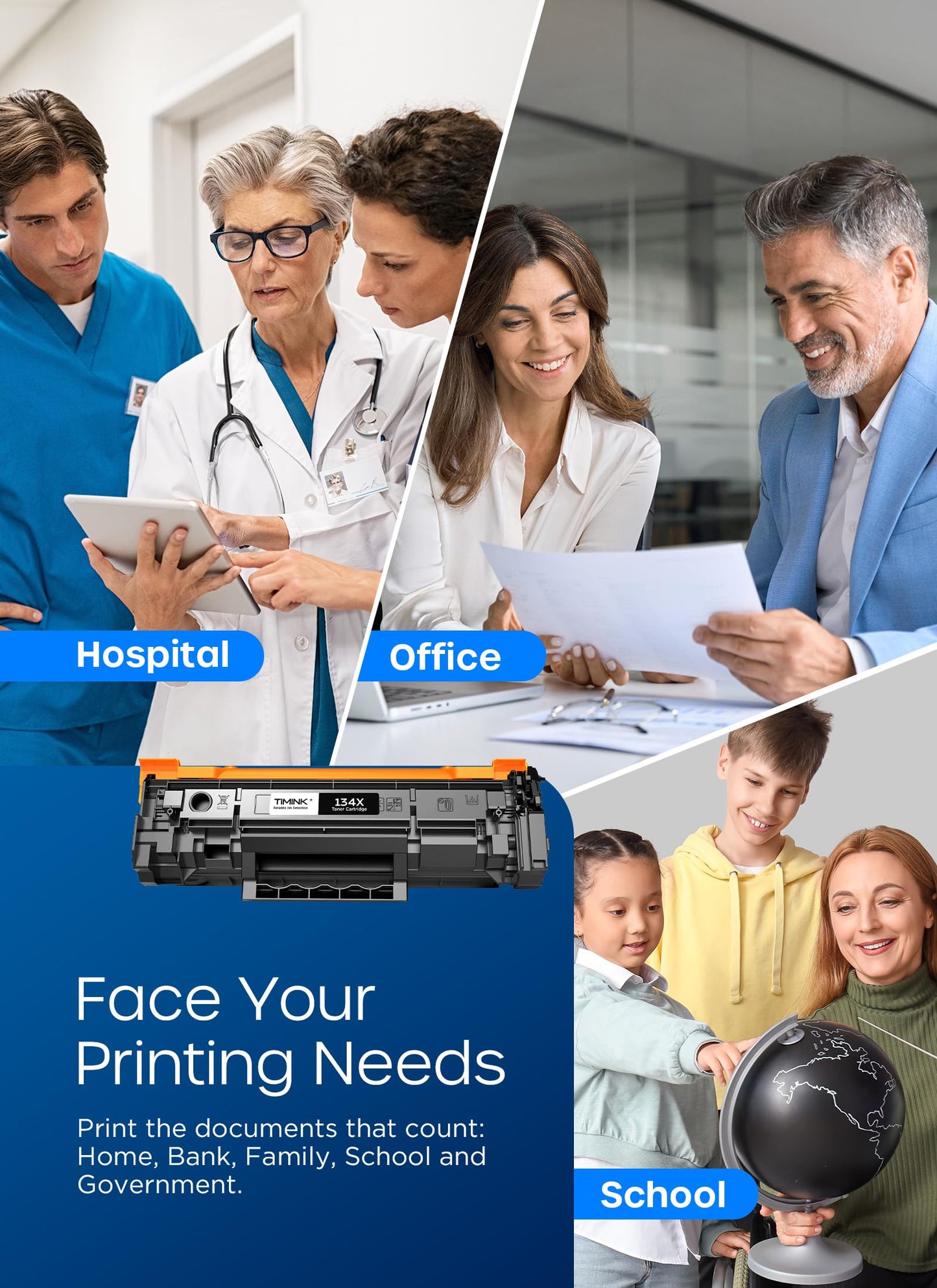 134X Black Toner Cartridges (with Chip) Replacement Compatible for HP 134X W1340X 134A W1340A Toner Cartridges Work with Laserjet M209dw MFP M234dw M234sdw M234sdn Printer (2 Black)