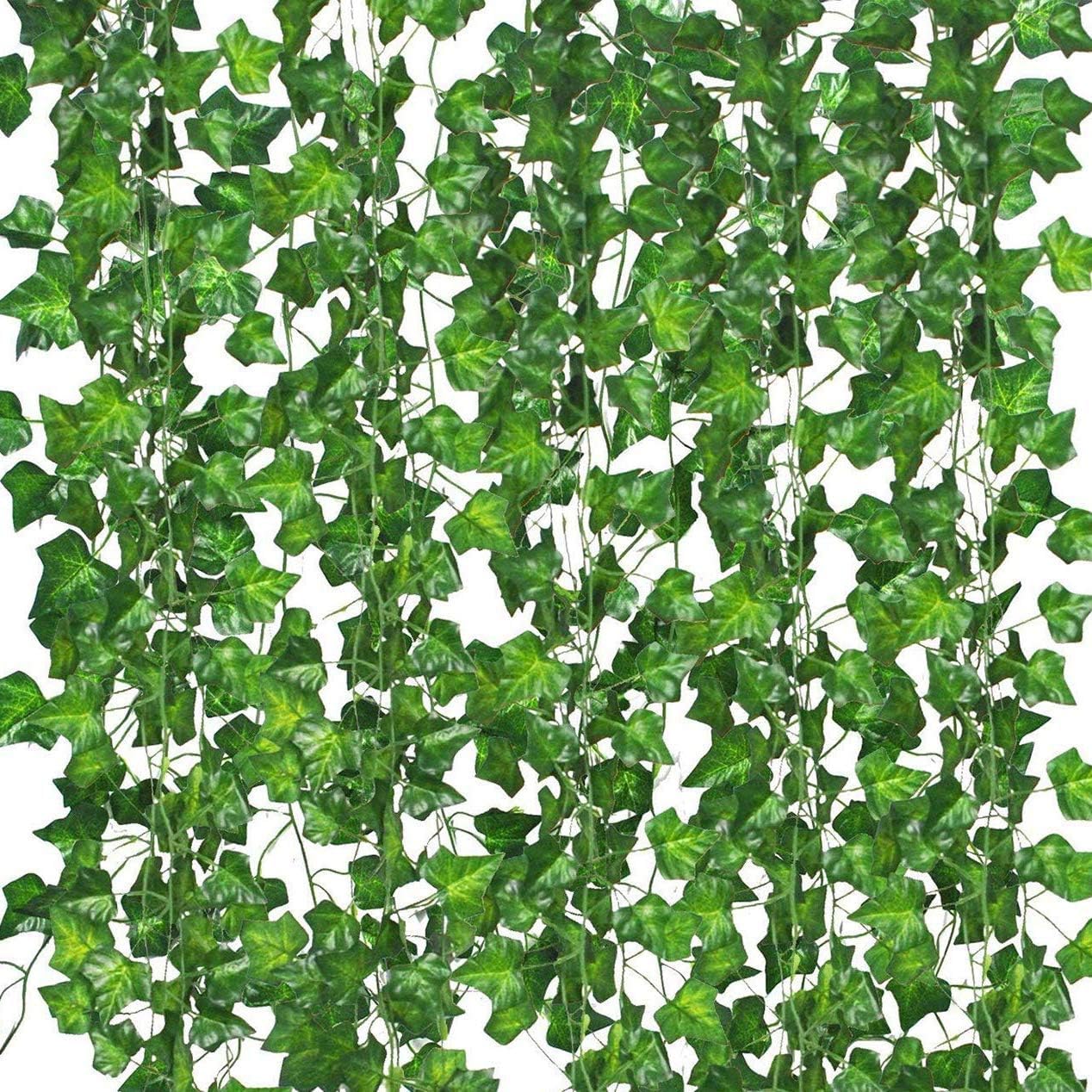 96 Pack Fake Vines for Room Decor Artificial Ivy Garland with Clip Green Flowers Hanging Plants Faux Greenery Leaves Bedroom Aesthetic Decor for Home Garden Wall Wedding
