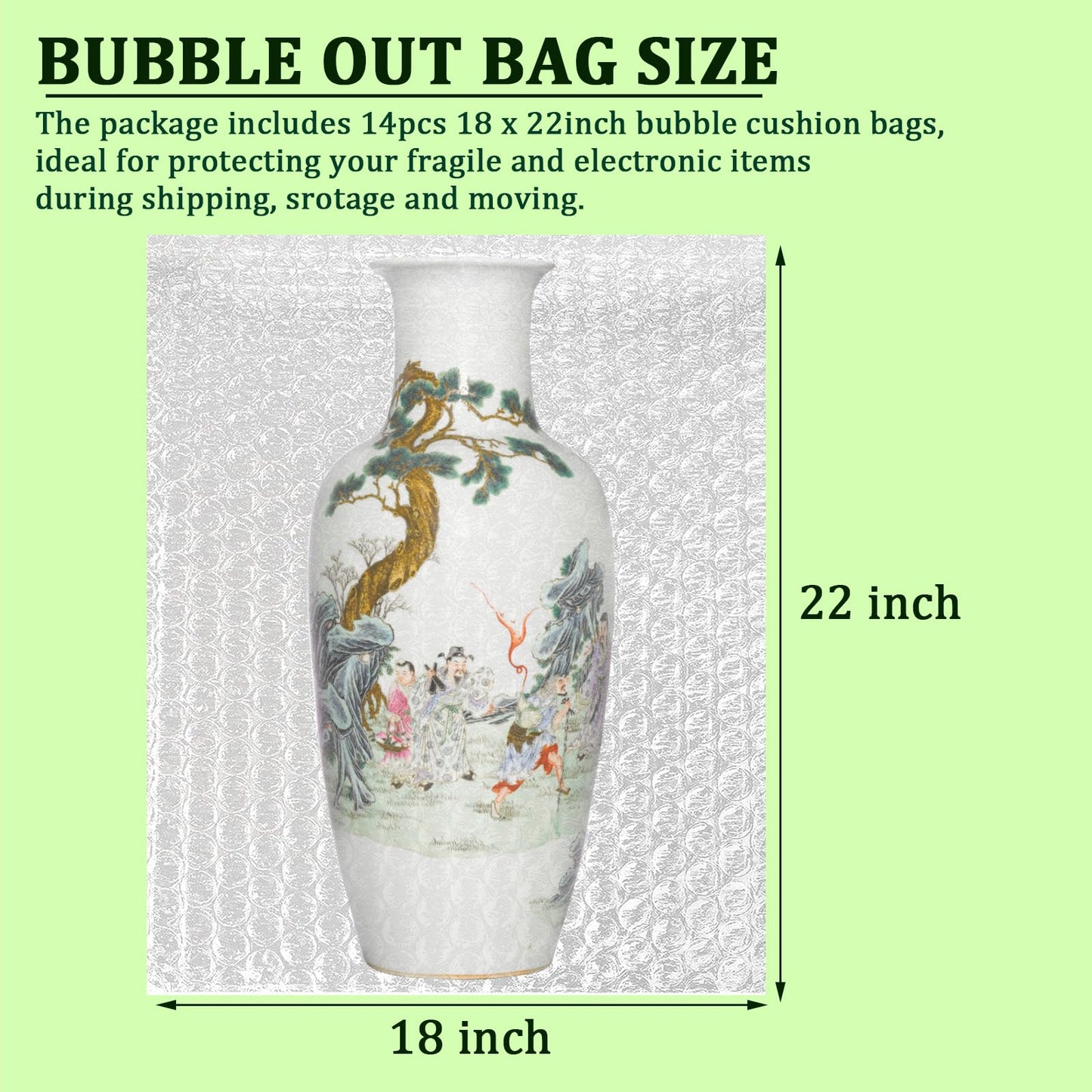 14 Pack Clear Bubble Out Bag Pouches,18x22 inch Large Bubble Bag for Extra Protection,Double Walled Shockproof Bubble Cushioning Wrap Bag Pouches for Storage,Shipping,Moving,Packing Supplies