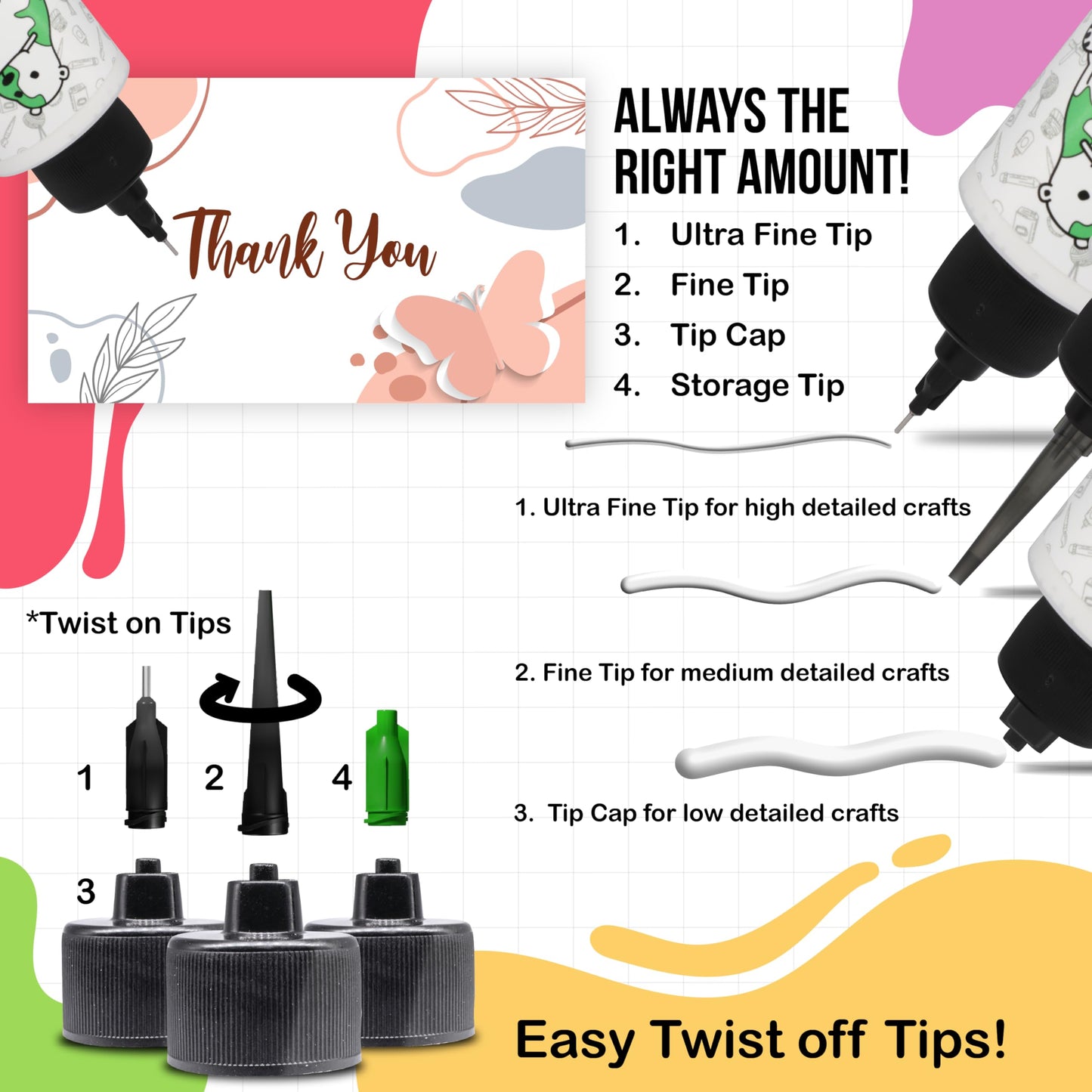 Bearly Art Precision Craft Glue -The Bundle - 4fl oz and 11fl oz Refill Bear - Tip Kit Included - Wrinkle Resistant - Flexible and Crack Resistant - Strong Hold Adhesive - Made in USA