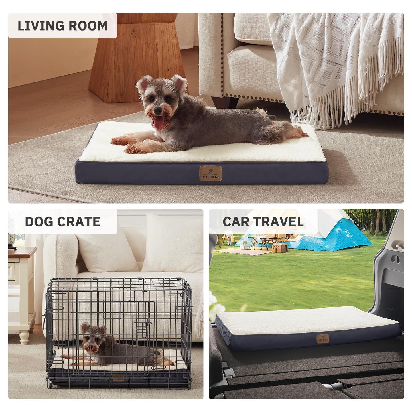 Bedfolks Orthopedic Dog Bed for Medium Dogs - Egg Foam Dog Crate Bed with Removable Waterproof Cover, Pet Bed Mat Suitable for Dogs and Pets Up to 35 lbs (30 x 20 x 3 inches, Grey)