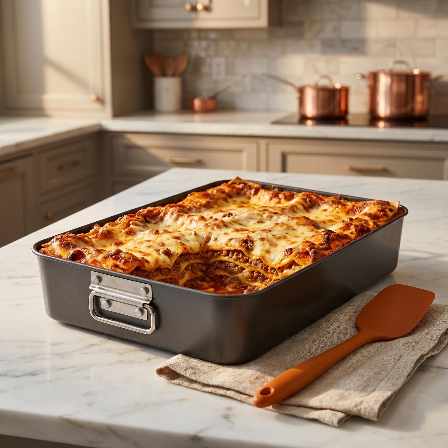 Jucoan Lasagna Pan 3 Inch Deep, 16 x 11.5 Inch Baking Pan for Oven, Non-Stick Baking Dishes Roasting Pan Brownies Pan for Baking, Roasting, Dishwasher Safe