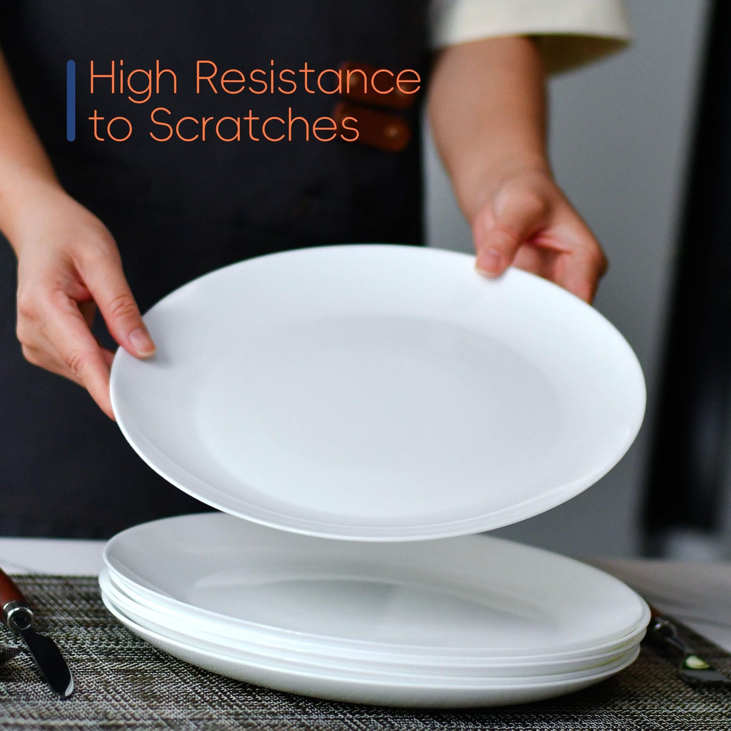 LaGlint Dinnerware Sets for 6, 18 Pieces Opal Glass Plates and Bowls Set, Dishwasher and Microwave Safe Dish Dinning Ware Set, Chip and Scratch Resistant Dishware Sets White