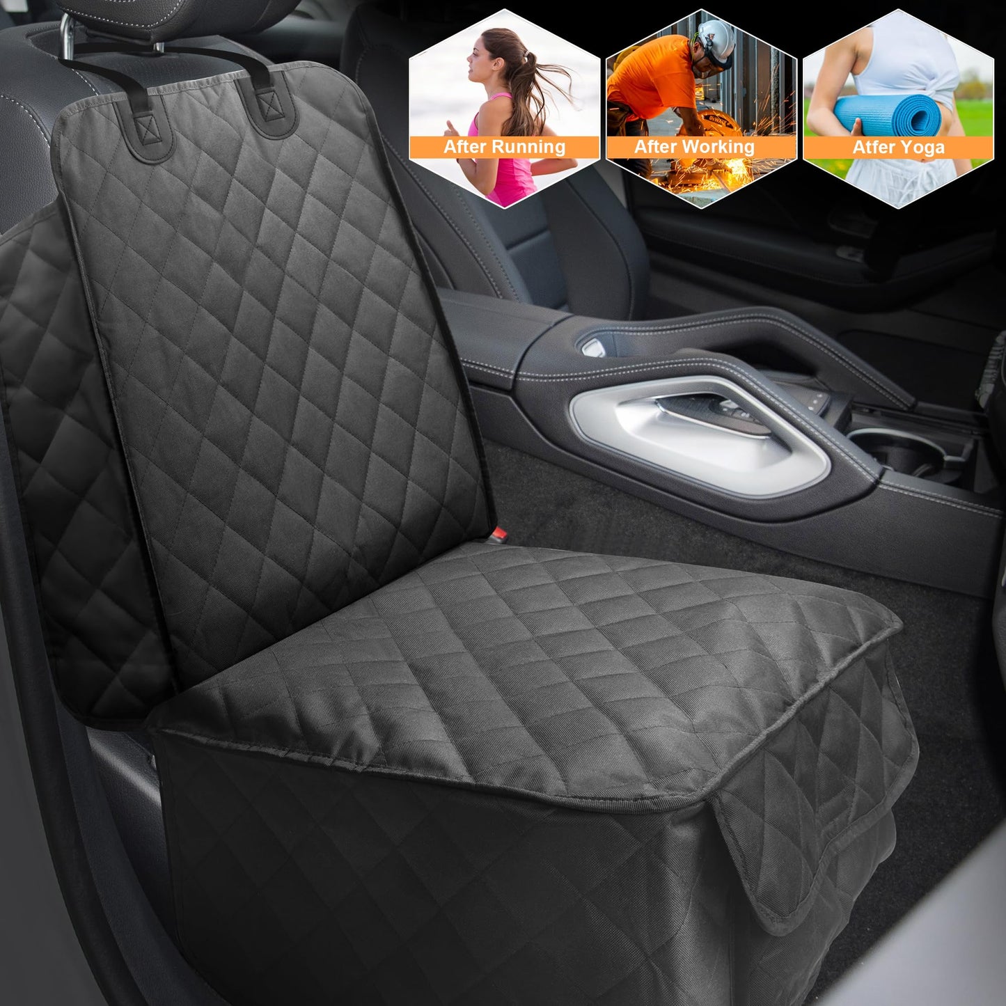 Dog Car Seat Cover for Front Seat, Waterproof Pet Seat Cover with Mesh Window & Zipper Open, Scratchproof Dog Car Hammock for Cars, Trucks, SUVs, Jeep