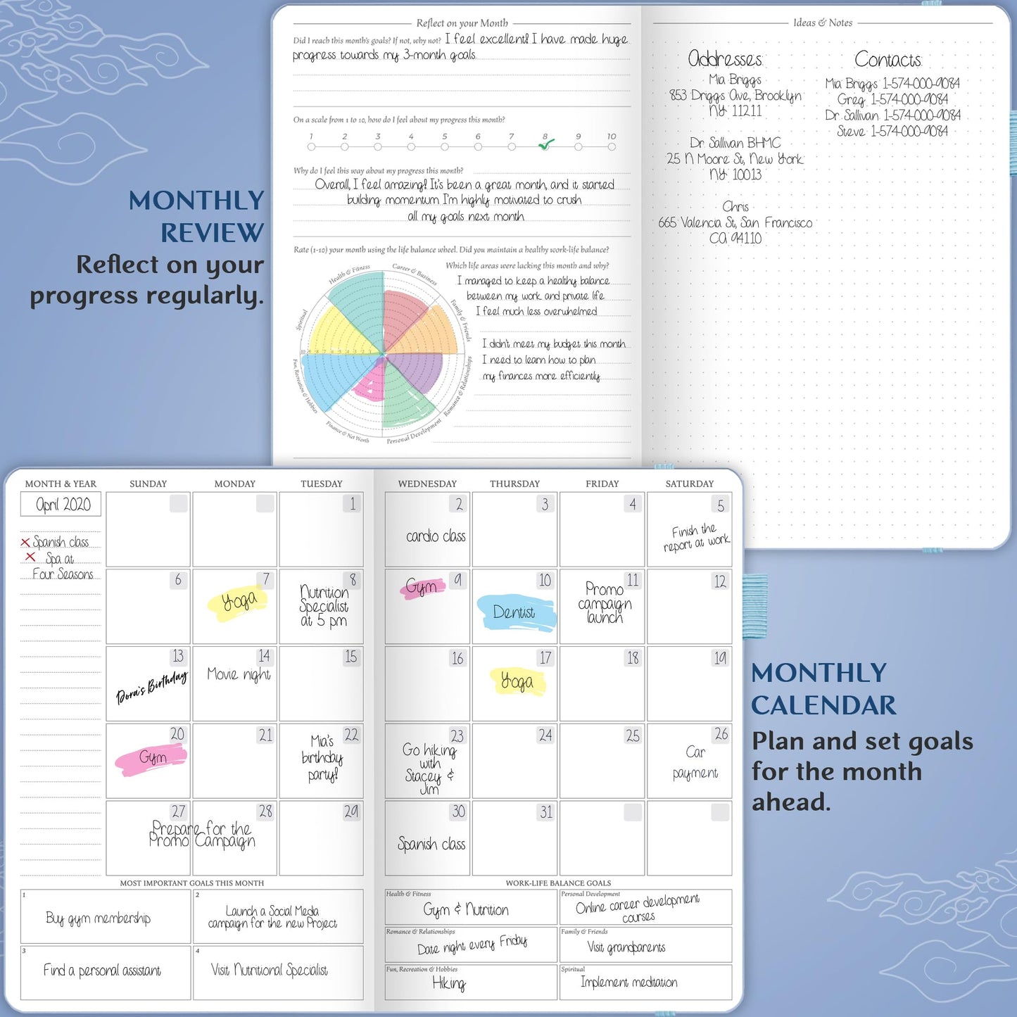Legend Planner Hourly Schedule Edition – Deluxe Weekly & Daily Organizer with Time Slots. Time Management Appointment Book Journal for Work & Personal Life, Undated, Hardcover – Periwinkle, Gold Foil