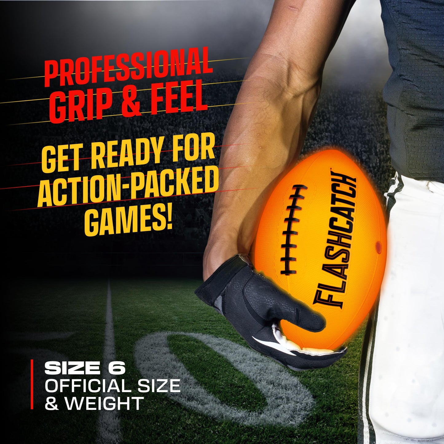 Light Up Football - Glow in the Dark Foot Ball - NO 6 - Outdoor Sports Birthday Gifts for Boys 8-15+ Year Old - Kids, Teenage Youth Gift Ideas Activity - Cool Boy Toys Stuff Ages 8 9 10 11 12 13 14 15