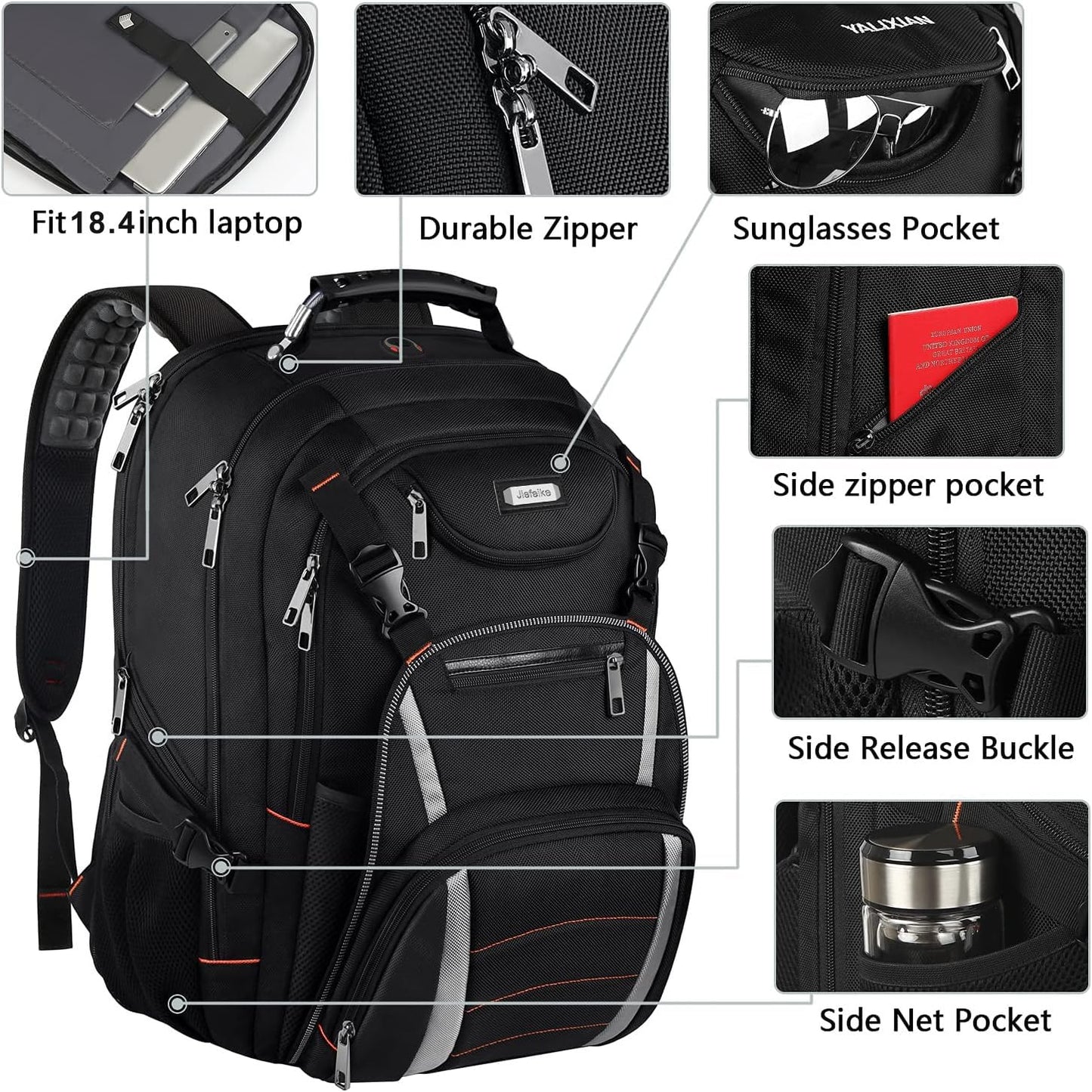Travel Laptop Backpack,Extra Large 18.4 Inch Laptop Anti Theft TSA Friendly Backpack with RFID Pocket,Water Resistant College Bookbag,Computer Bag for Women Men Notebook&Basketball