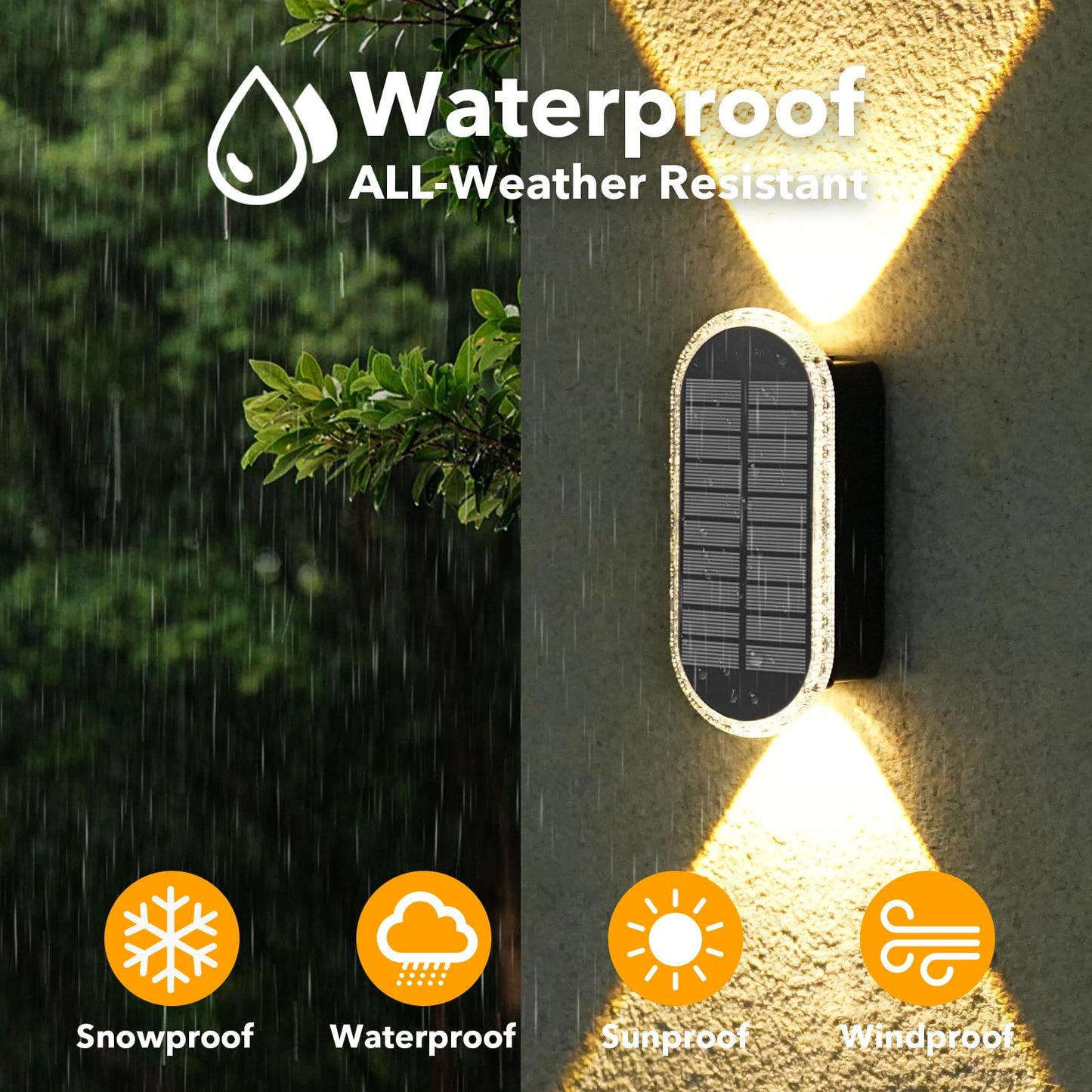 4 Pack Solar Fence Lights, RGBW 8-Color Changing Waterproof Top and Bottom Lighting Wall for Landscape/Fence/Patio/Wall/Garden Christmas Solar Lights (2 Installation Modes)