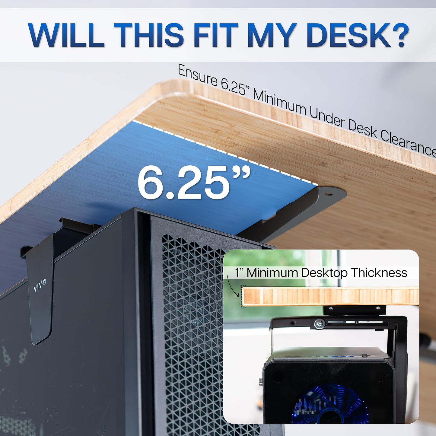 VIVO Large Under-Desk and Wall PC Mount, Computer Case Holder with 135° Swivel
