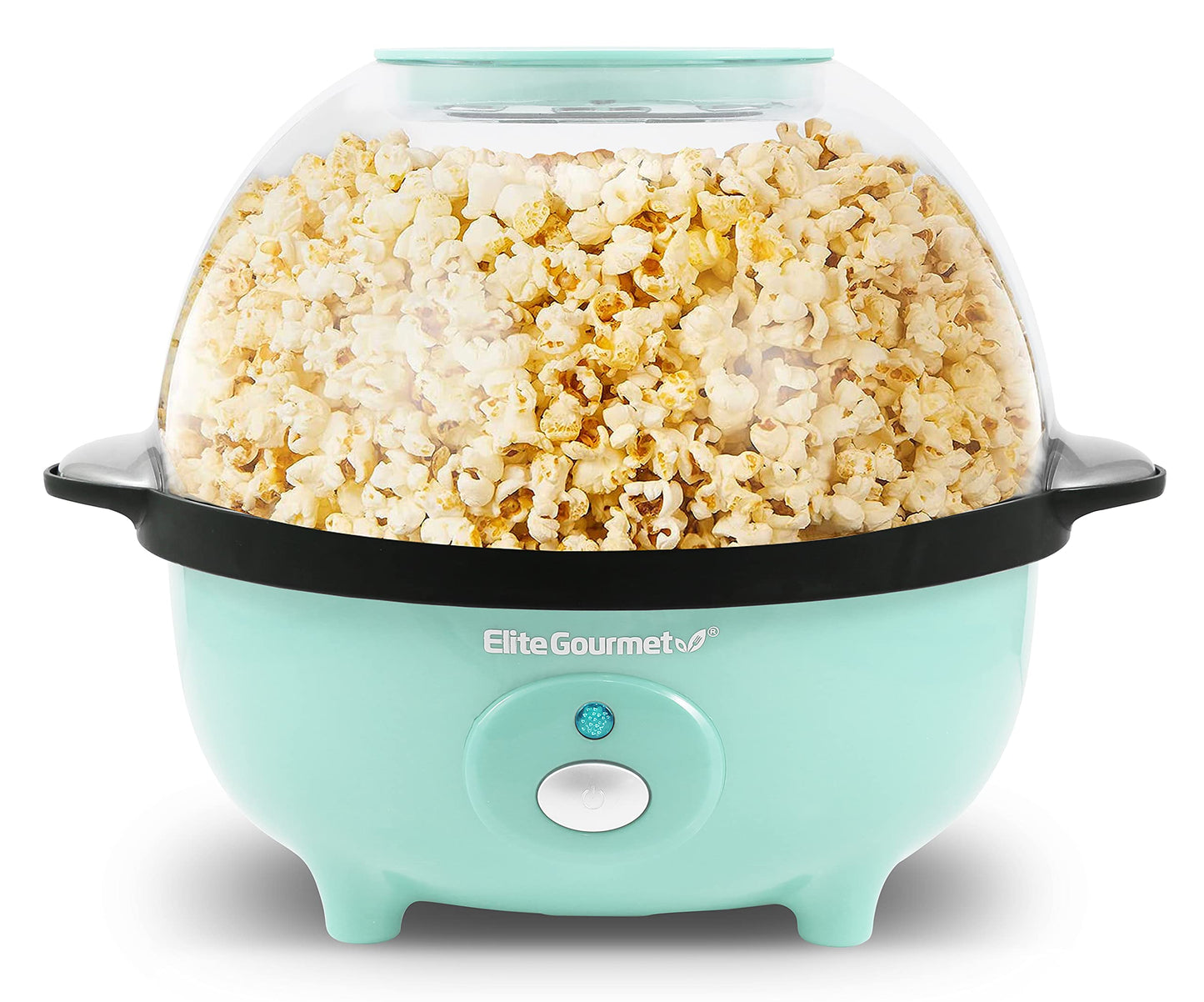 Elite Gourmet EPM330M Automatic Stirring Popcorn Maker Popper, Electric Hot Oil Machine with Measuring Cap & Built-in Reversible Serving Bowl, Great for Home Party Kids, ETL Approved, Mint, 3-Quart