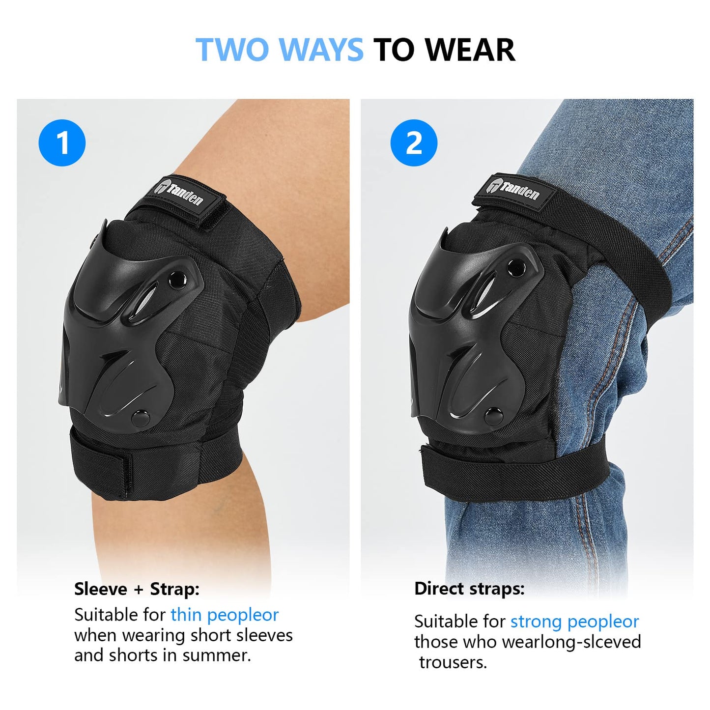 Tanden Skating Protective Gear Elbow and Knee Pads Adult, Knee Pads for Men Women Elbow Pads Wrist Guards for Roller Skating Cycling Skateboarding Black