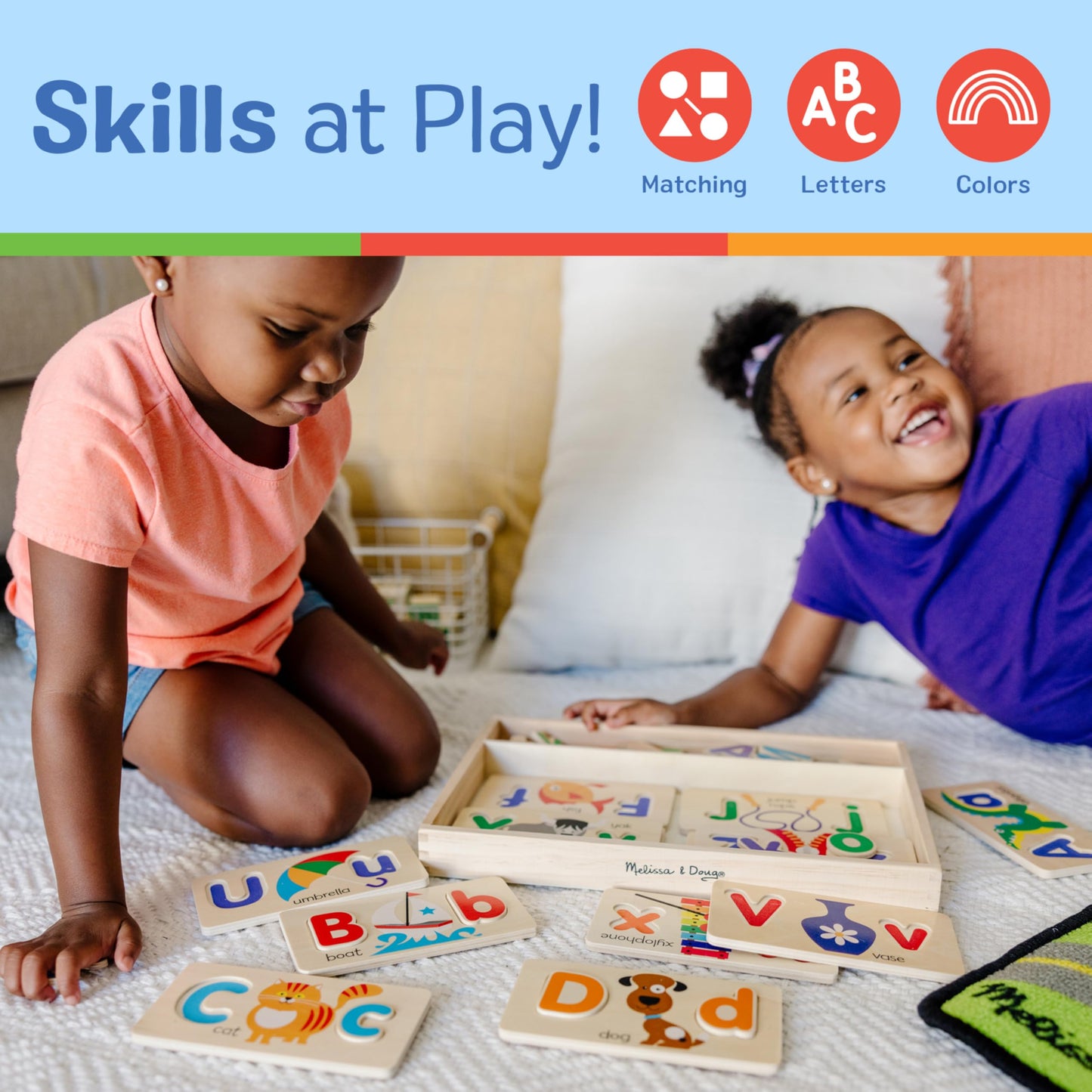 Melissa & Doug ABC Picture Boards - Educational Toy with 13 Double-Sided Wooden Boards and 52 LettersABC Puzzle for Kids 3+