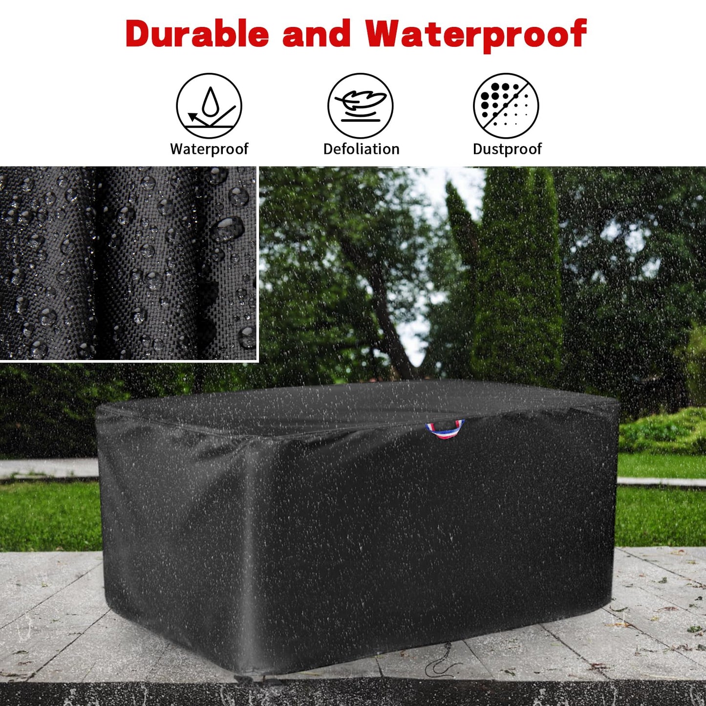 Agustone Outdoor Dining Table Cover, 60" Rectangle Patio Furniture Covers Waterproof, Protective Cover for Outdoor Dining Table Chairs Set - Black, 60 X 38 X 28 Inch
