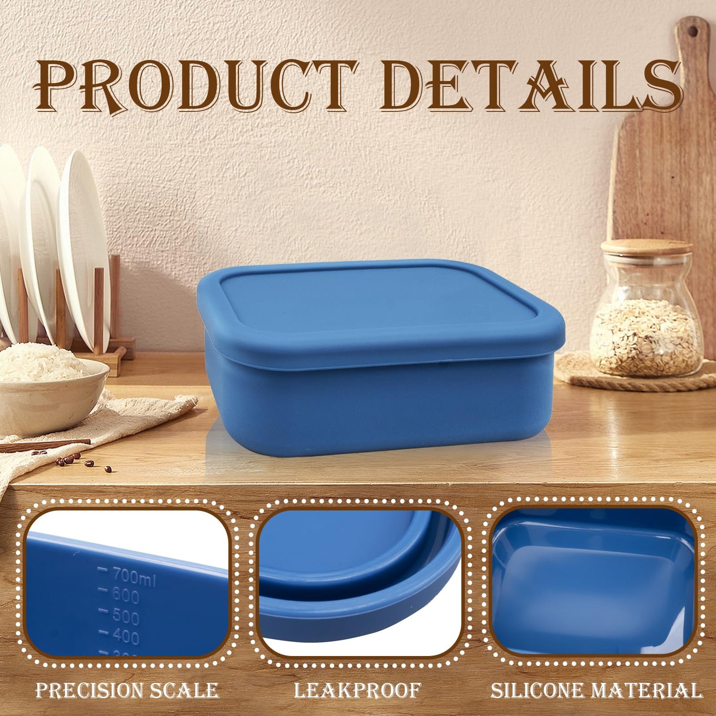 8 Pack 2 Cup Silicone Freezer Trays with Lid, Reusable Soup Containers Freezer Molds Food Preserving Tray for Ice Soup Sauces Stews (Blue, 700ML)