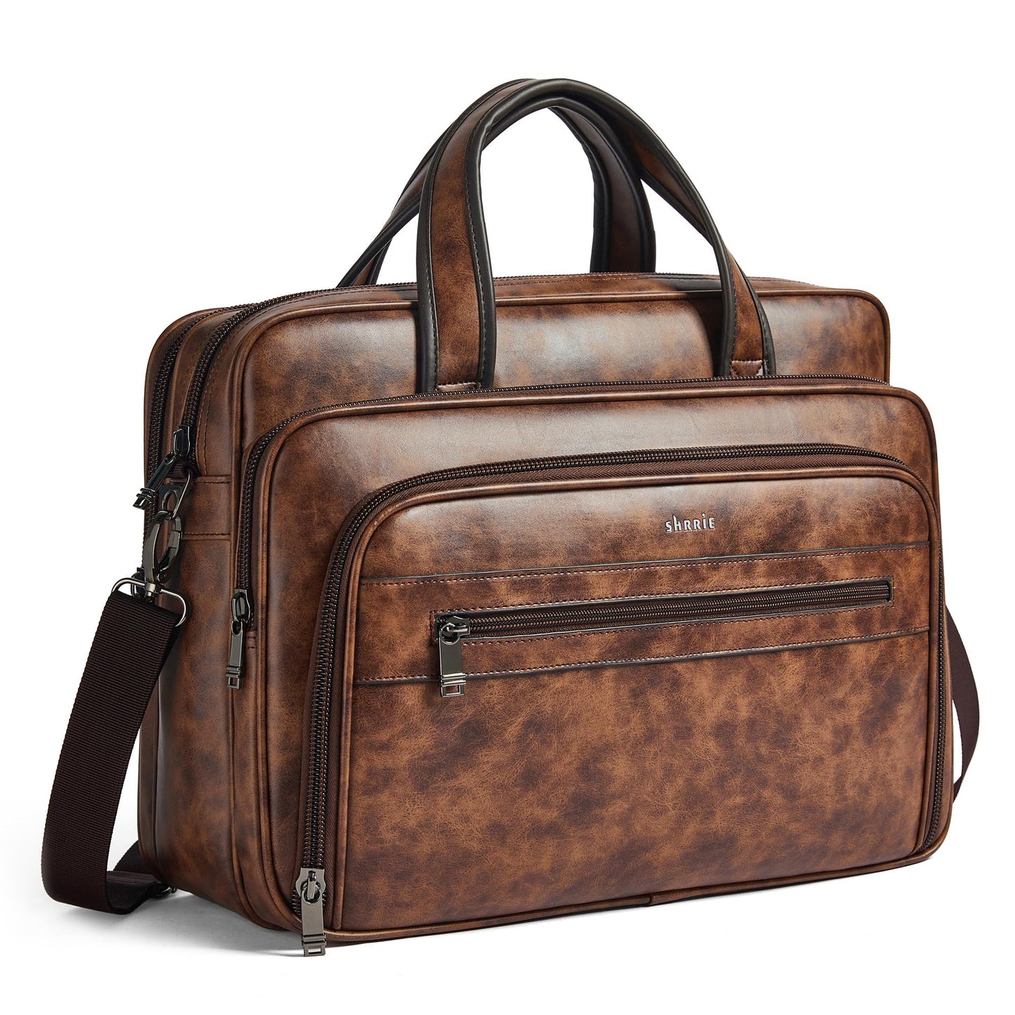 Shrrie Leather Messenger Bag for Men&Women 17 Inch Leather Laptop Bag,Water-Resistant Large Shoulder Satchel Office,Work