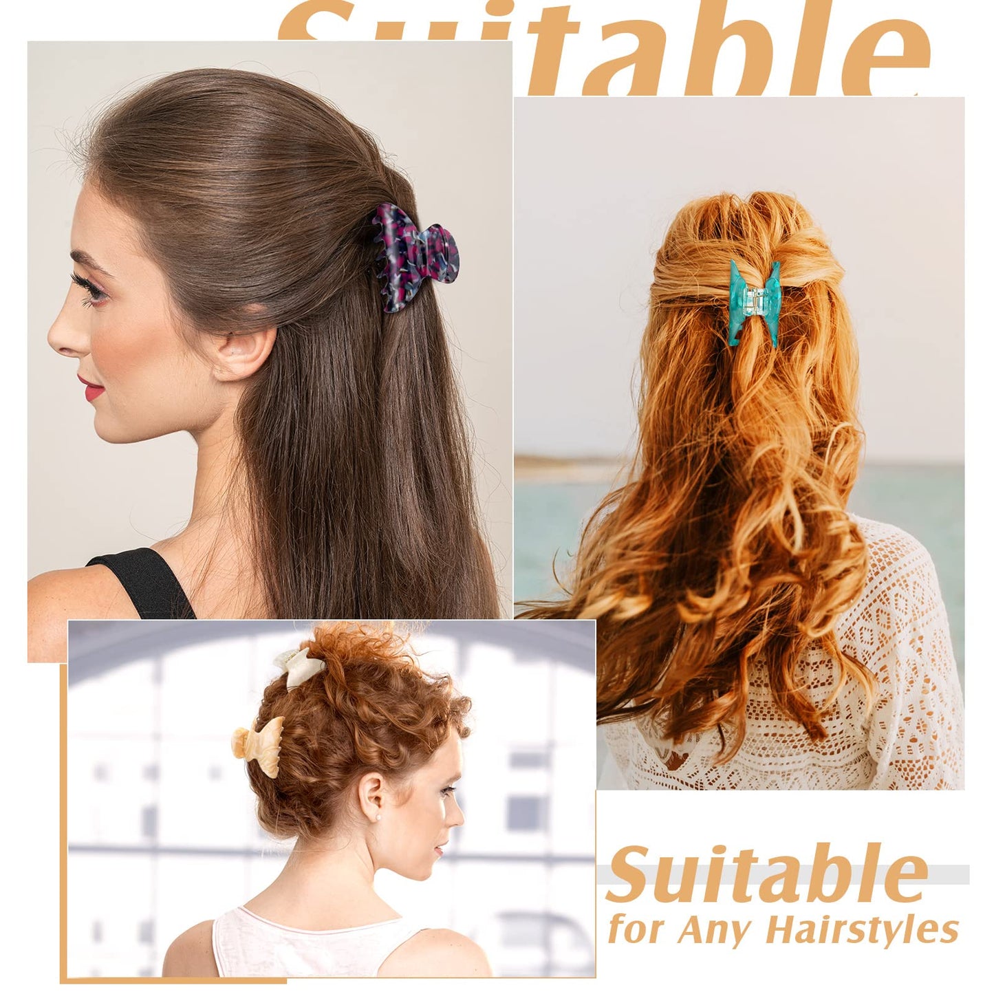 18 Pcs Hair Claw Clips Medium 2.6 Inch Tortoise Shell Hair Clips Banana Jaw Clips Celluloid French Design Barrettes Leopard Print Clip Accessories for Women Girls Hair Jaw Clip, Assorted Styles