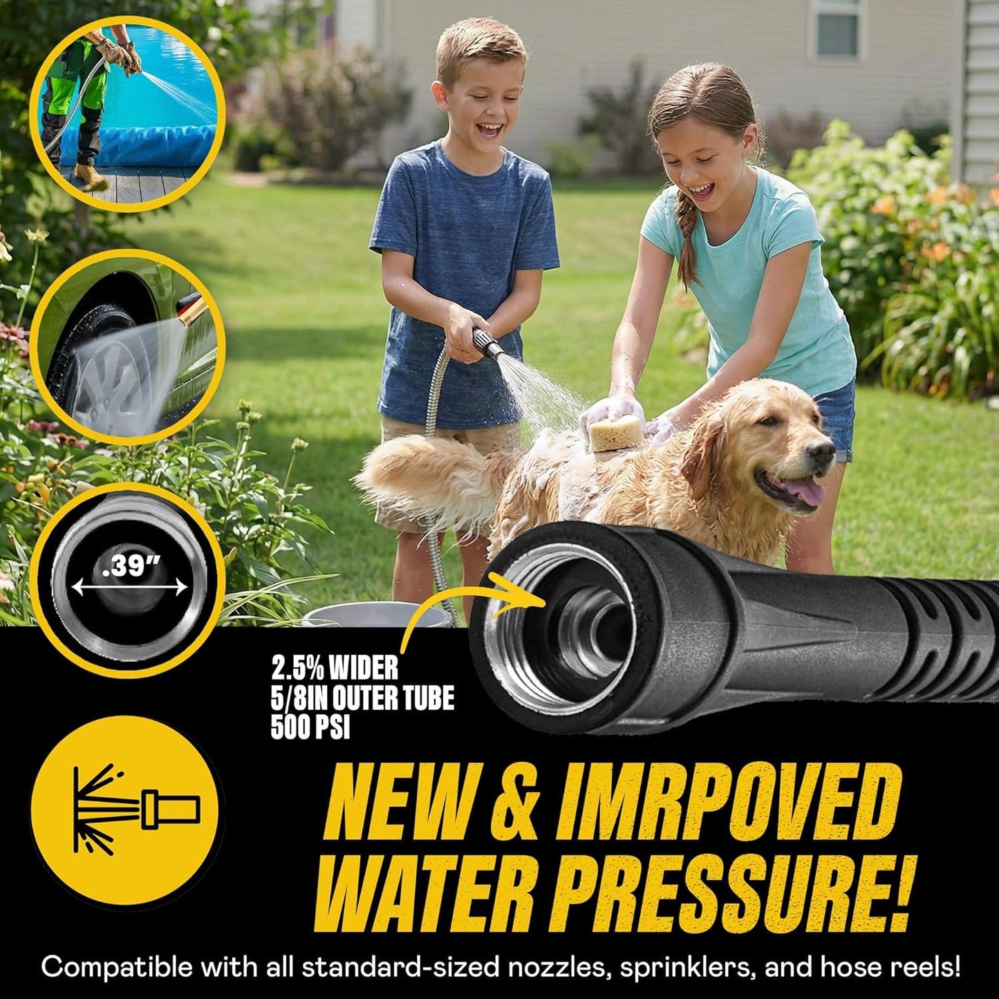 BIONIC STEEL 50 Foot Garden Hose 304 Stainless Steel Metal Water Hose – Super Tough & Flexible, Lightweight, Crush Resistant Aluminum Fittings, Kink & Tangle Free, Rust Proof, Easy to Use & Store