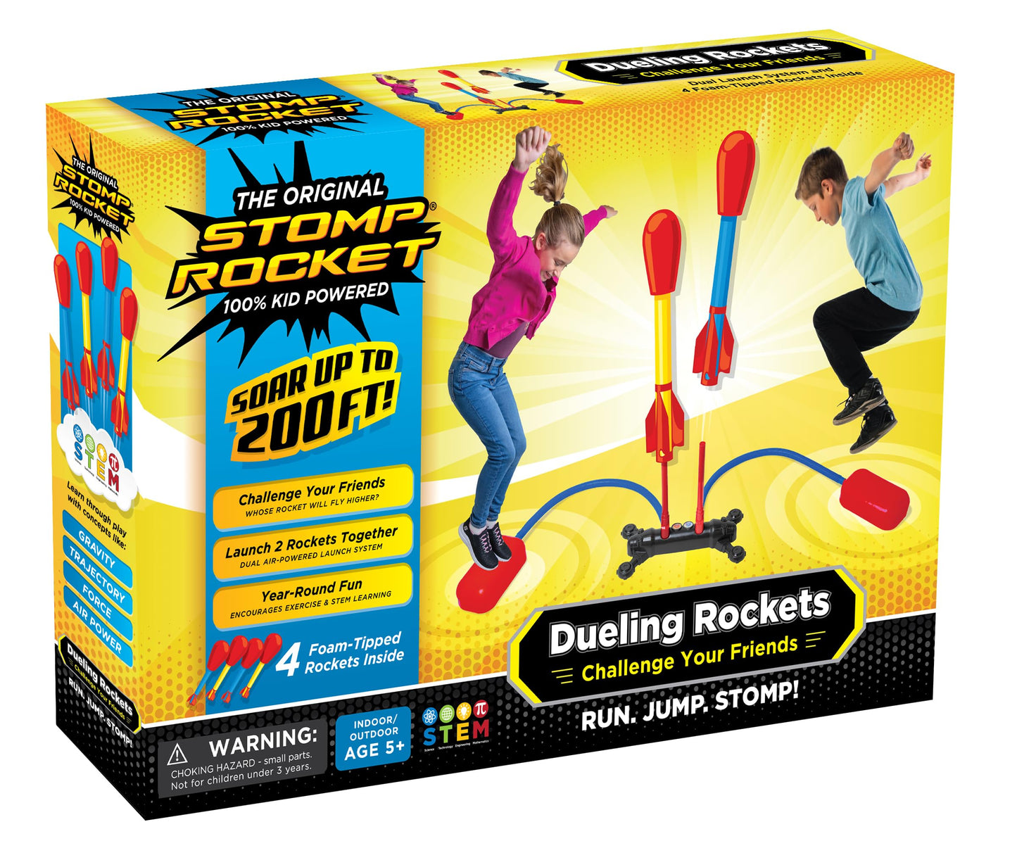 The Original Stomp Rocket Dueling Rockets Launcher, 4 Rockets and Toy Rocket Launcher - Outdoor Rocket STEM Gift for Boys and Girls Ages 6 Years and Up - Great for Outdoor Play