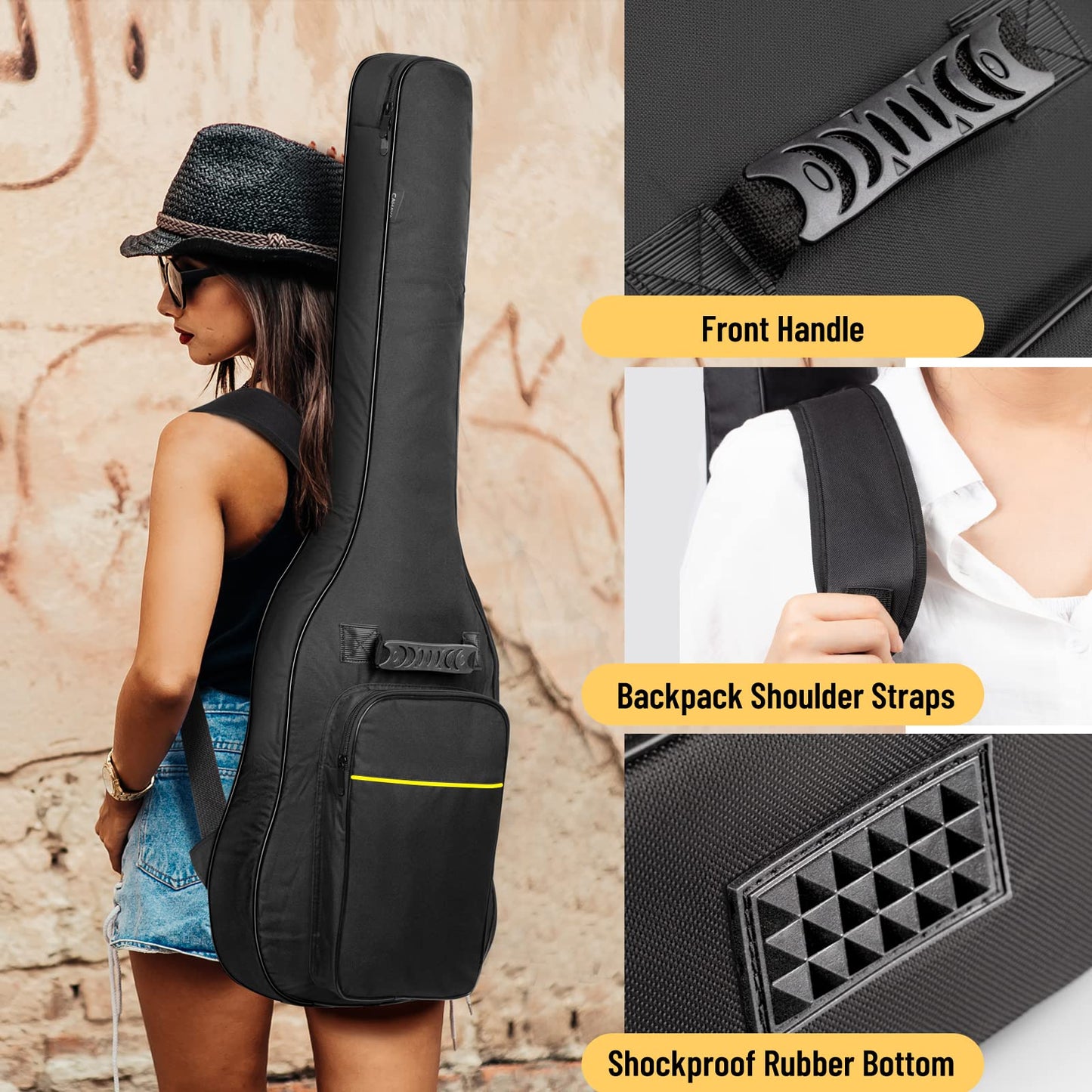 CAHAYA Guitar Bag Gig Bag Padded Backpack Oxford Cloth Water-Resistant with Large Pockets for Guitars (Electric Guitar Bag)