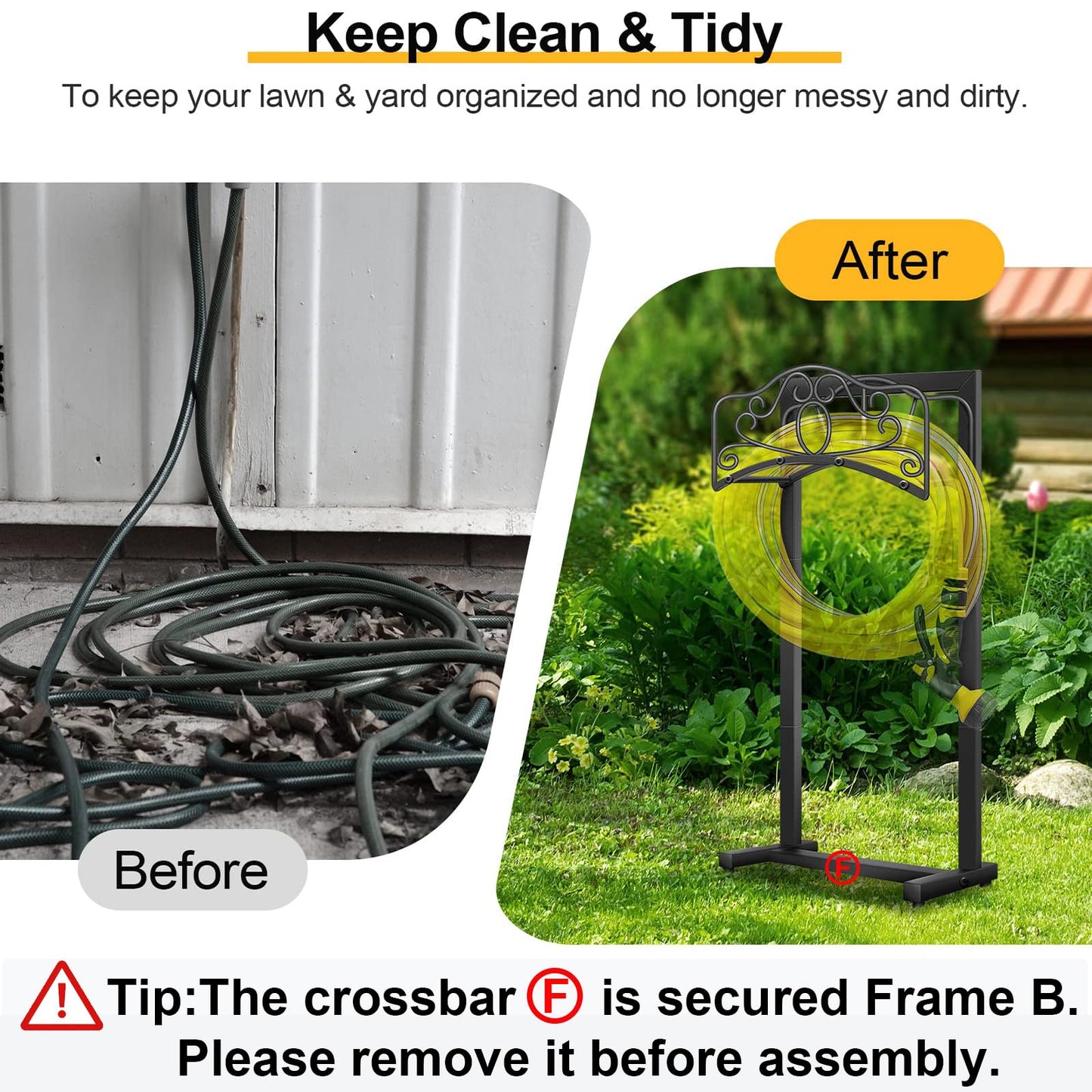 Shomextol Garden Hose Holder -Upgraded Hose Holder Holds 100-feet Hose,Freestanding Heavy Duty Hose Hanger for Lawn & Yard