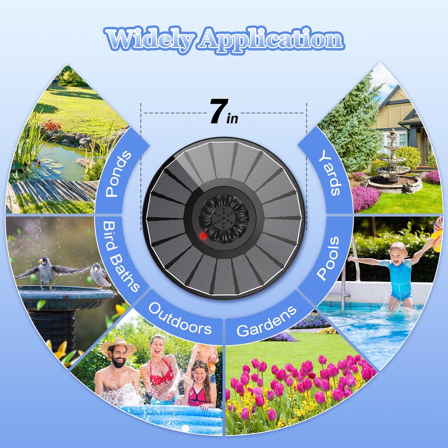 Yzert Solar Fountain with 2000mah Battery & Innovative Indicator, 3.5 W Glass Solar Water Fountain Works in Cloudy Day, Solar Fountain Pump for Birdbath,Garden, Outdoor, Pond