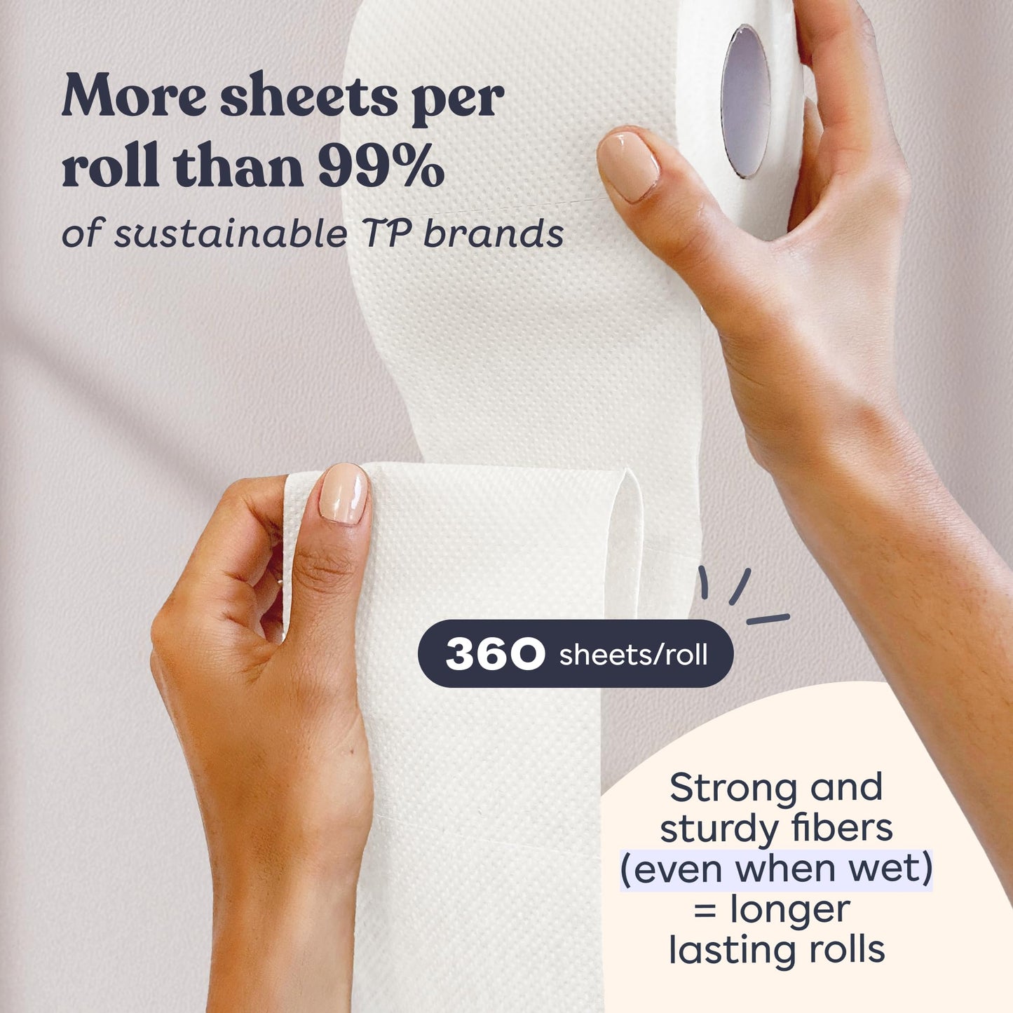 Betterway Bamboo Toilet Paper 3 PLY - Eco Friendly, Sustainable Toilet Tissue - 12 Double Rolls & 360 Sheets Per Roll - Septic Safe - Organic, Plastic Free, Compostable & Biodegradable - FSC Certified