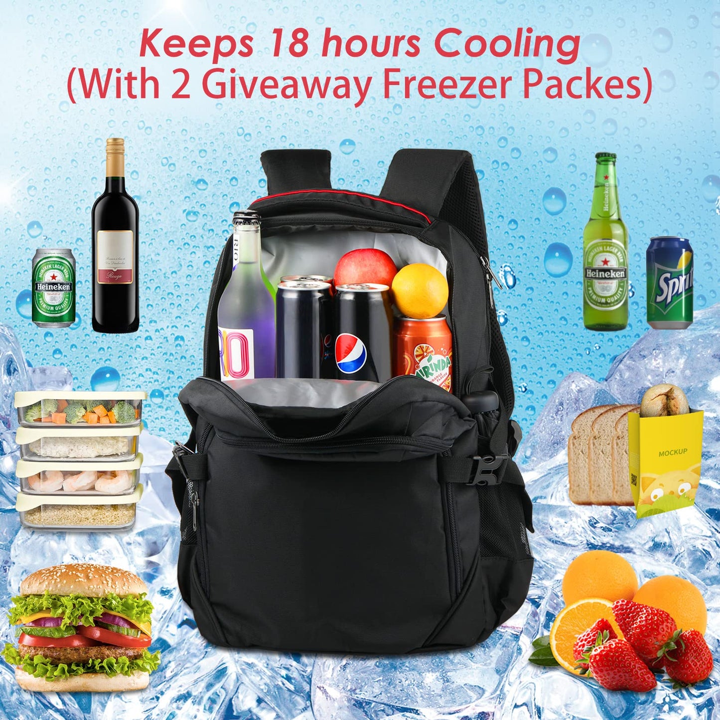 OUTXE Cooler Backpack Insulated Cooler Bag for 14" laptops Lunch Backpack 20L